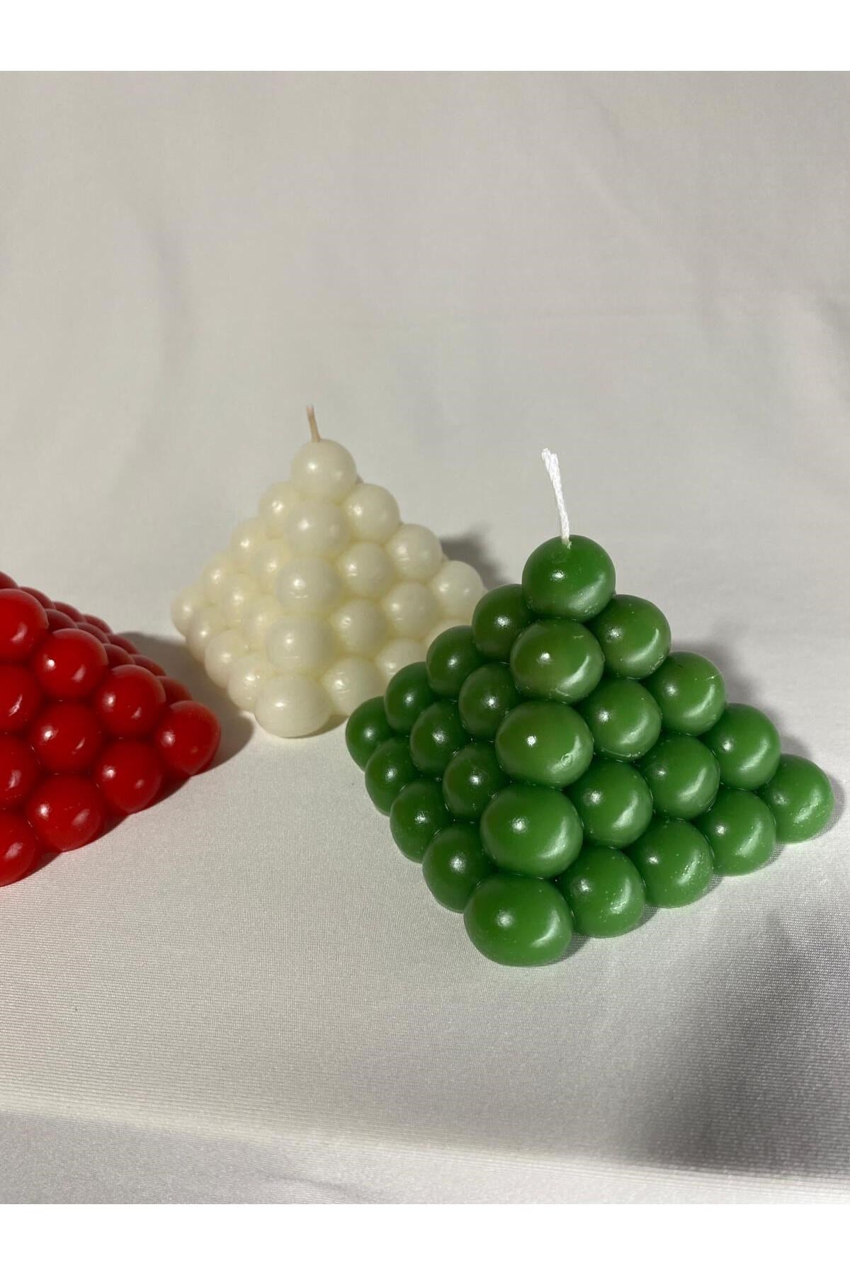 3lü Bubble Piramit Mum Seti - Yılbaşı Mum Seti