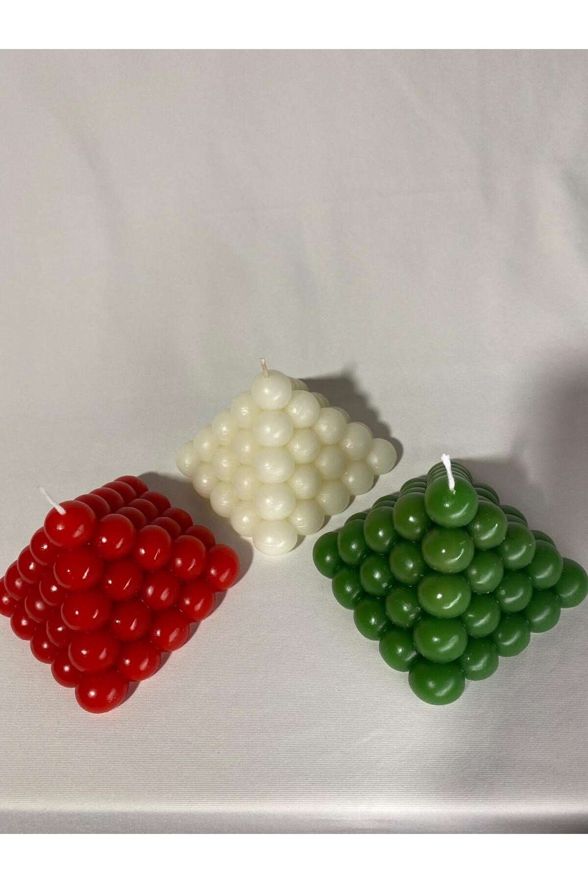 3lü Bubble Piramit Mum Seti - Yılbaşı Mum Seti