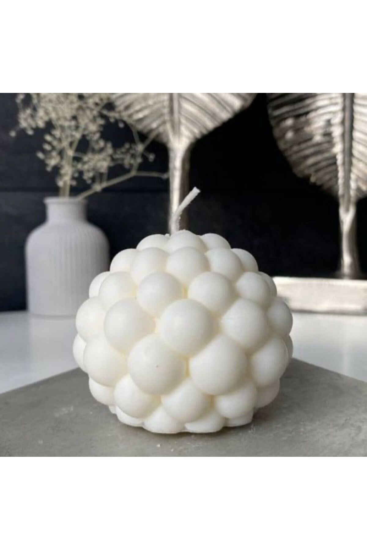 4 Adet Bubble Top Dekoratif Kokulu Mum - Pearly Candle - İnci Mum Soya Wax Vegan Mum