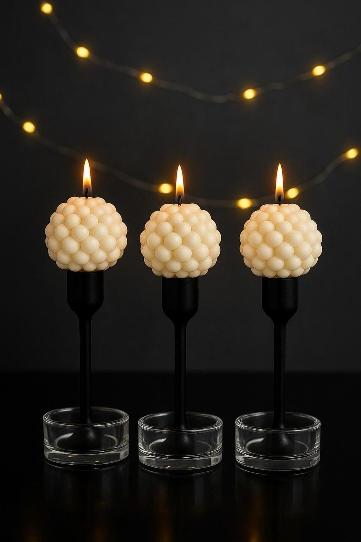 4 Adet Bubble Top Dekoratif Kokulu Mum - Pearly Candle - İnci Mum Soya Wax Vegan Mum