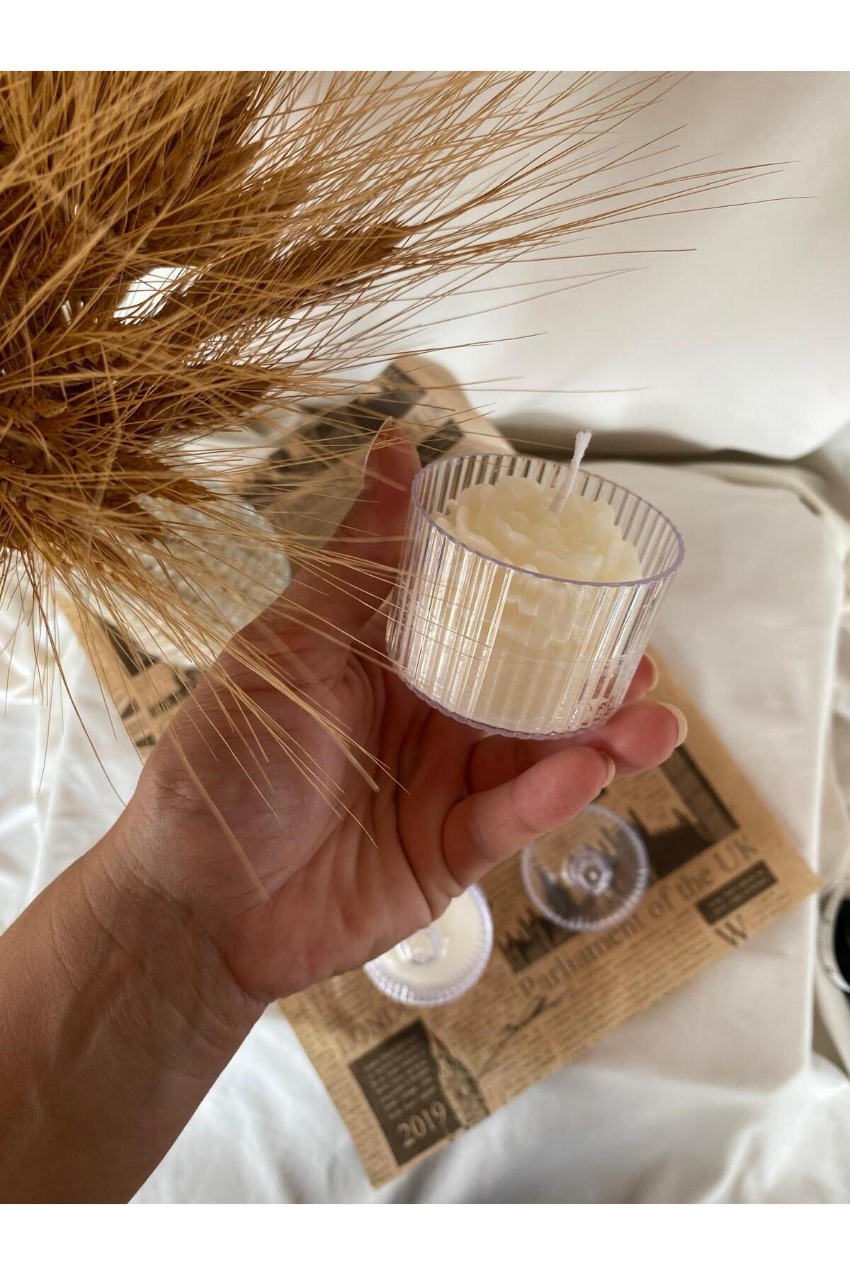 5 Adet Dekoratif Hediyelik Çiçek Mum , Kapağı Ile 10 Parçadır (ürün mikadır )