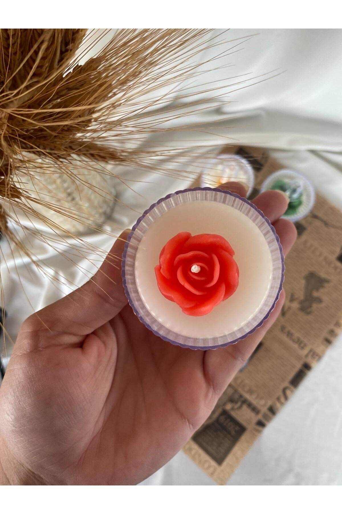 5 Adet Dekoratif Hediyelik Gül Mum , Kapağı Ile 10 Parçadır (ürün mikadır )
