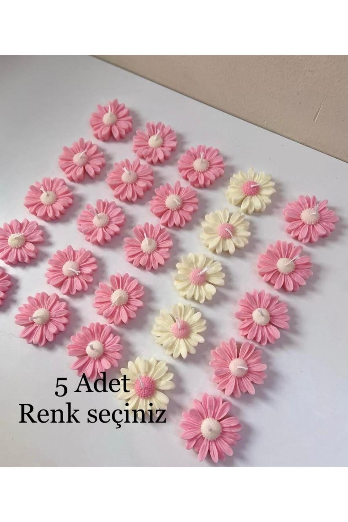 5 ADET Papatya - Çiçek Desen Dekoratif Mum Söz,nişan,mevlid Hediyelik Mum