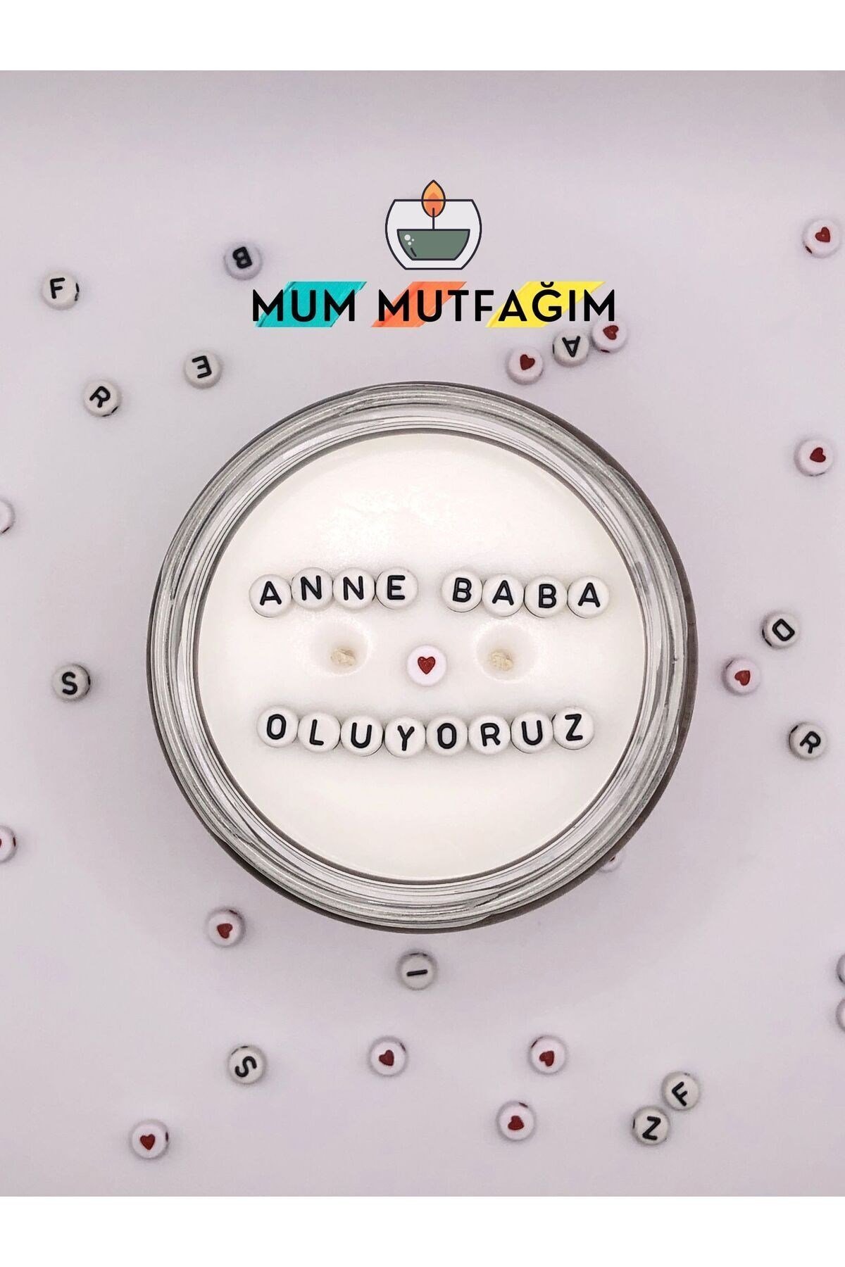Anne Baba Oluyoruz Yazılı Mum, Yanarken Içinden Yazı Çıkan Mum, Gizli Mesajlı Mum, Kokulu Mum