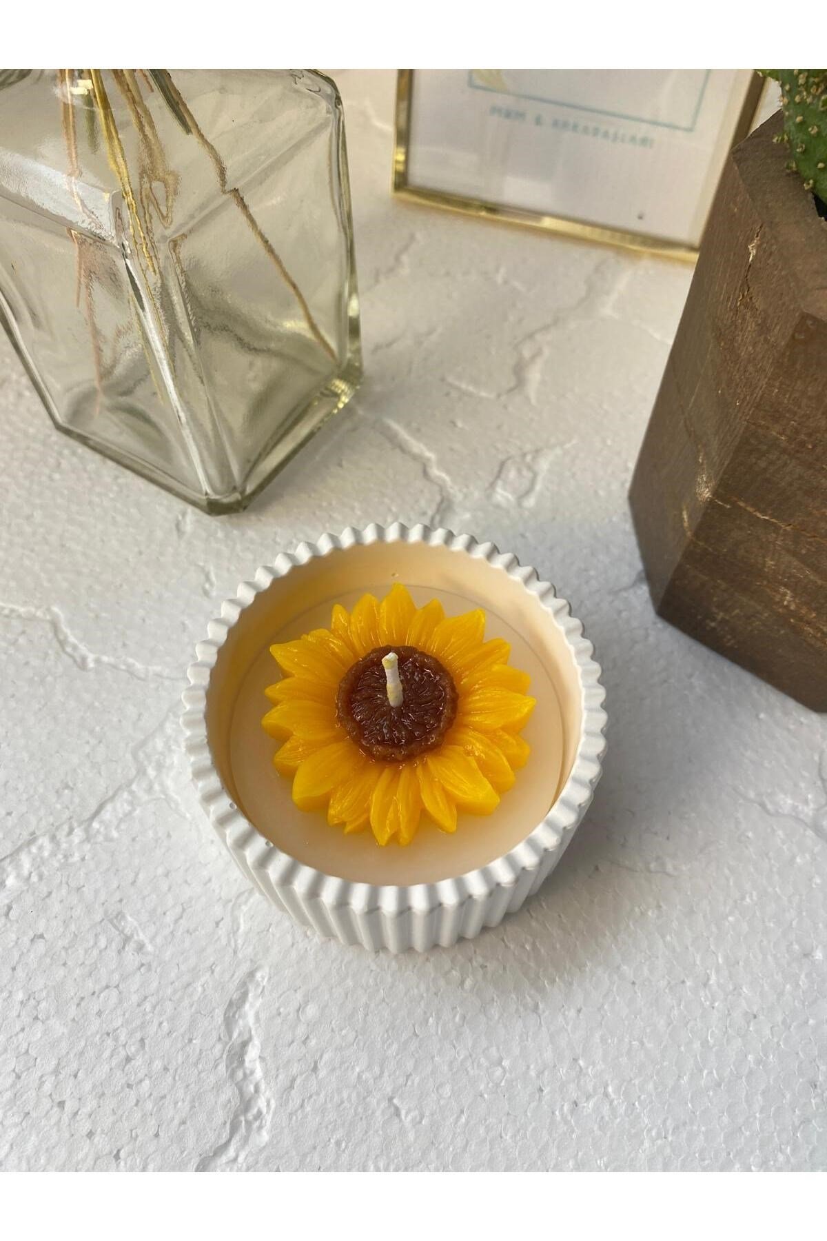 Ayçiçeği Temalı Dekoratif Aromaterapi Kokulu Mum