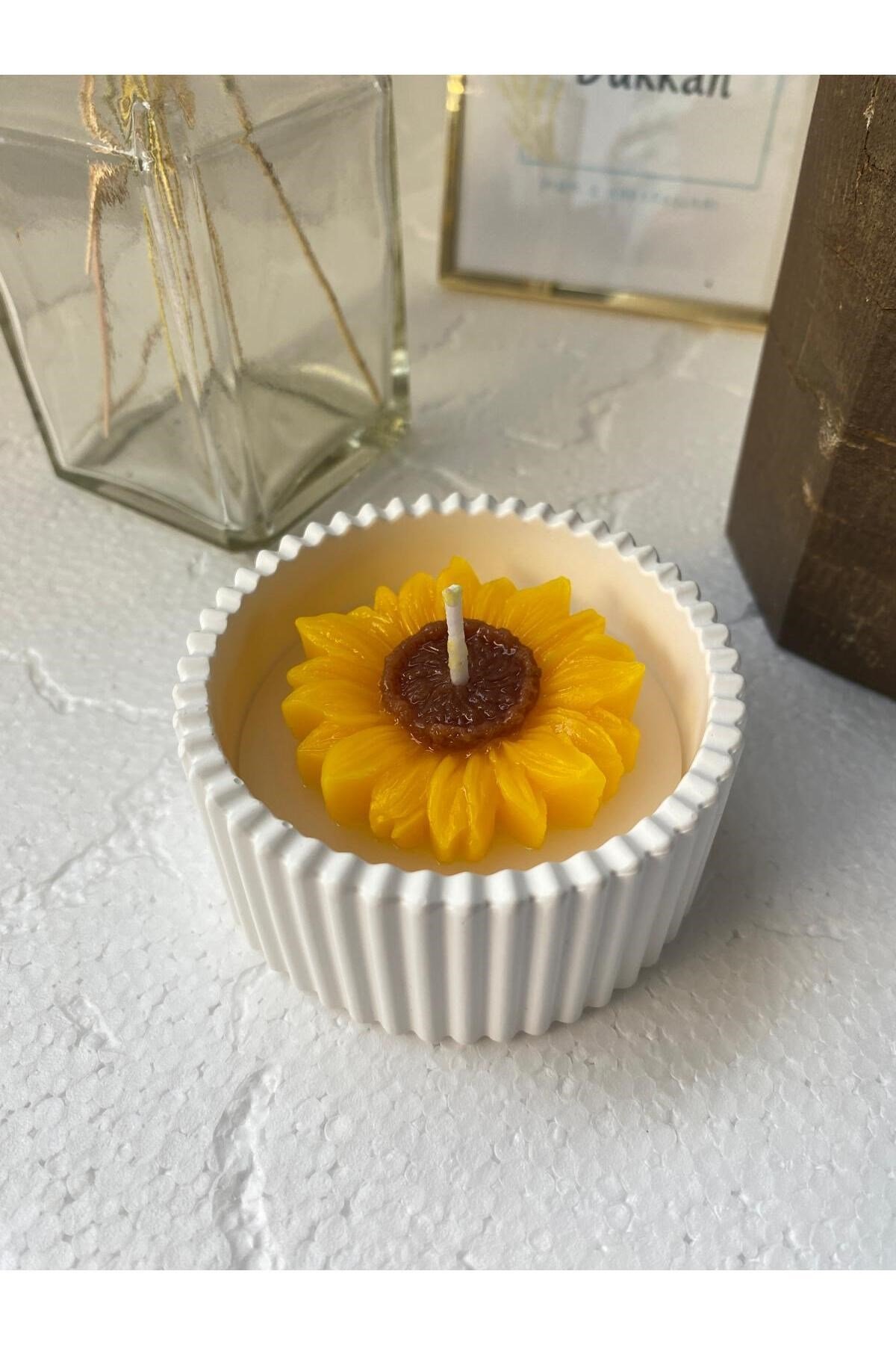 Ayçiçeği Temalı Dekoratif Aromaterapi Kokulu Mum