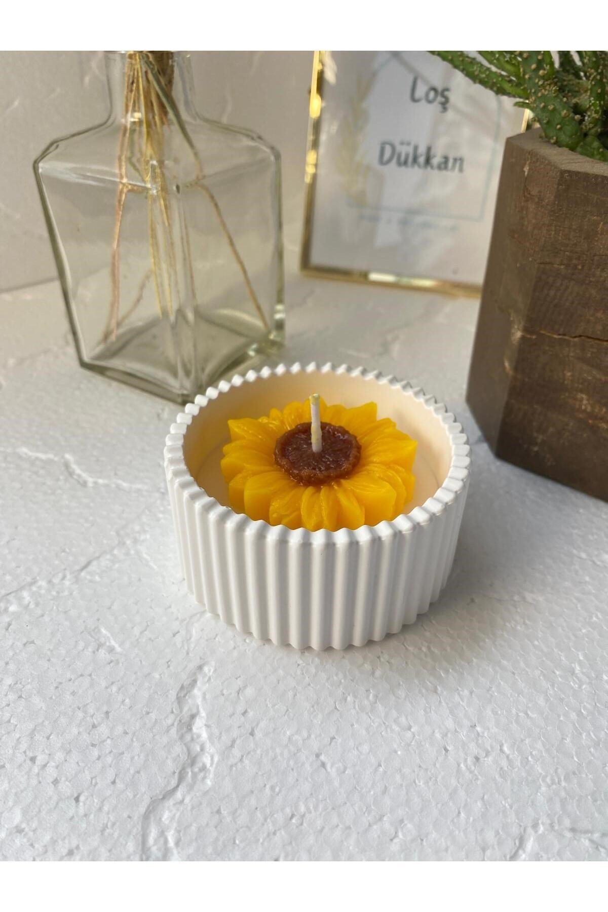 Ayçiçeği Temalı Dekoratif Aromaterapi Kokulu Mum
