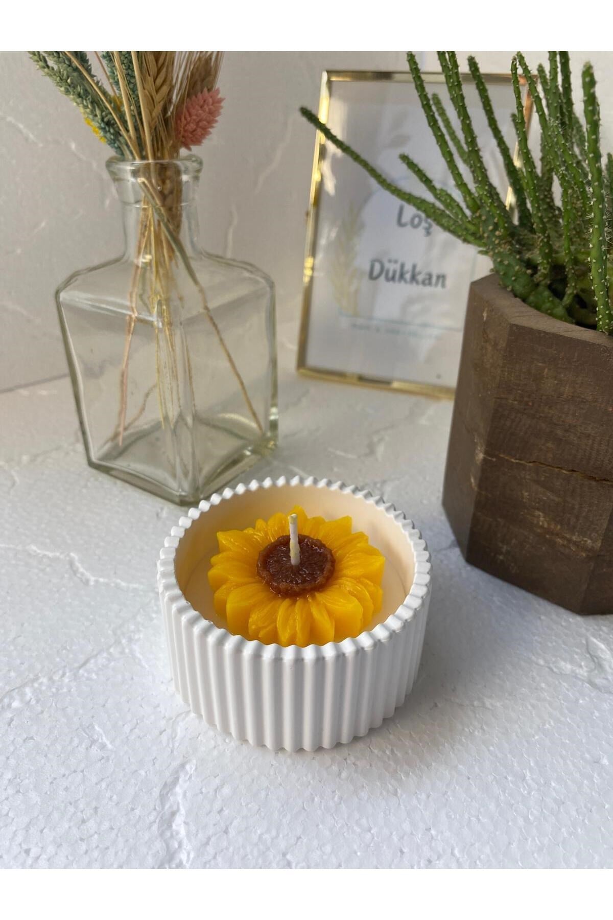 Ayçiçeği Temalı Dekoratif Aromaterapi Kokulu Mum