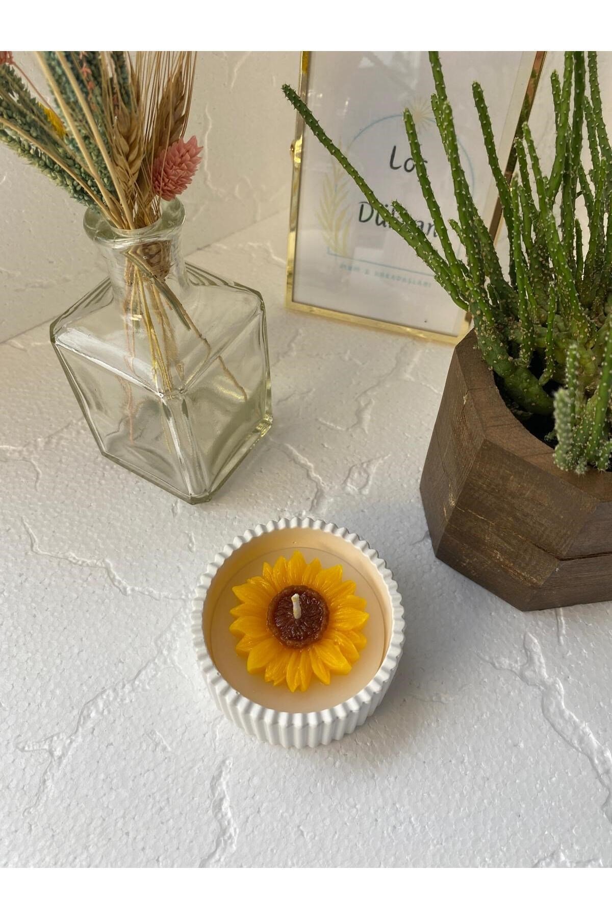 Ayçiçeği Temalı Dekoratif Aromaterapi Kokulu Mum