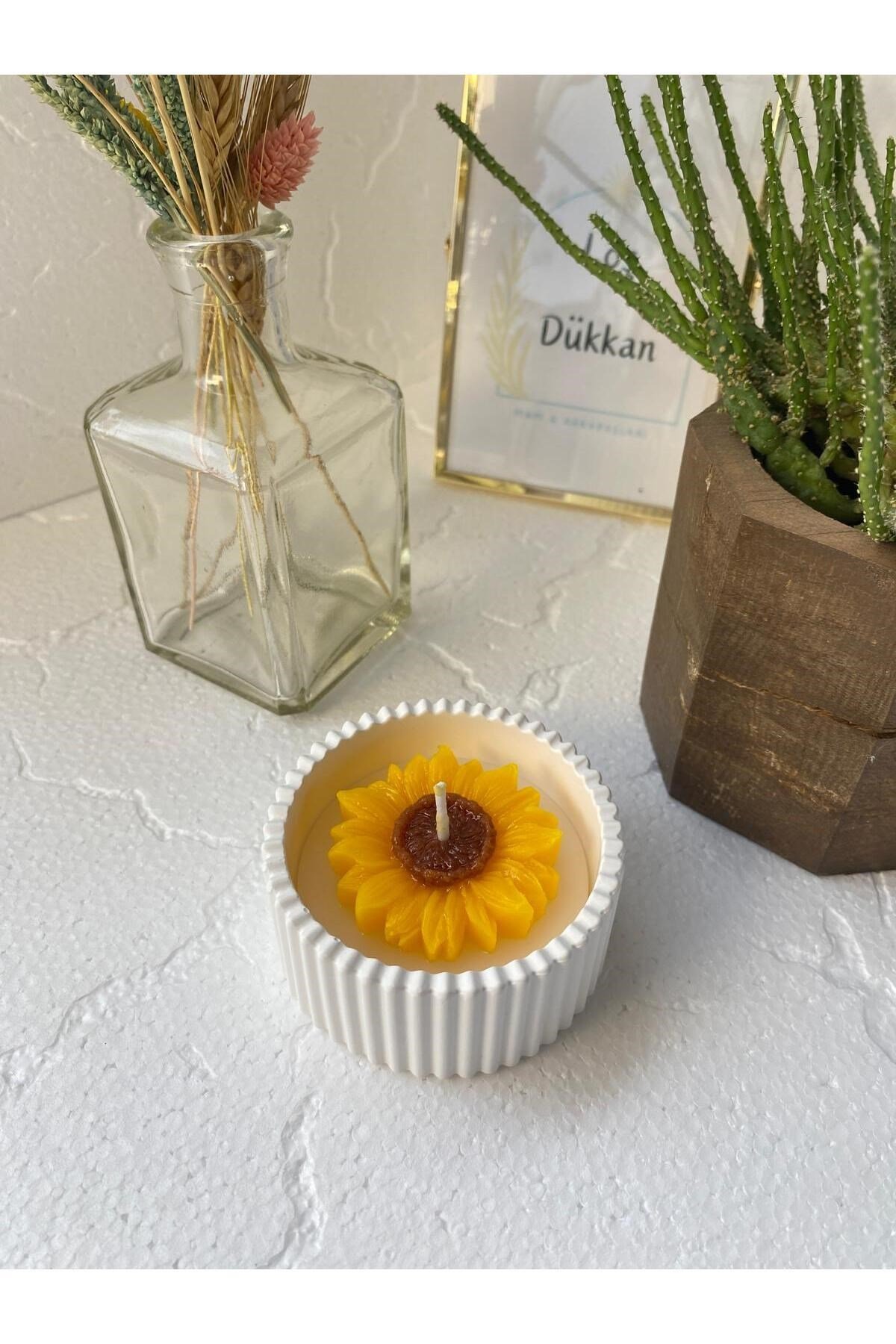 Ayçiçeği Temalı Dekoratif Aromaterapi Kokulu Mum