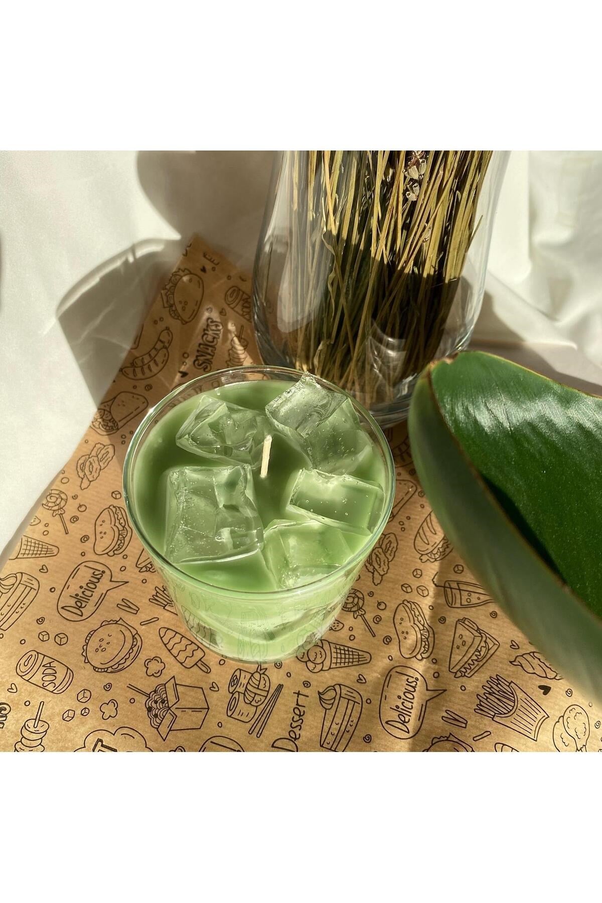 Buzlu Mum Matcha Latte Mum Kokulu Bardak Mum
