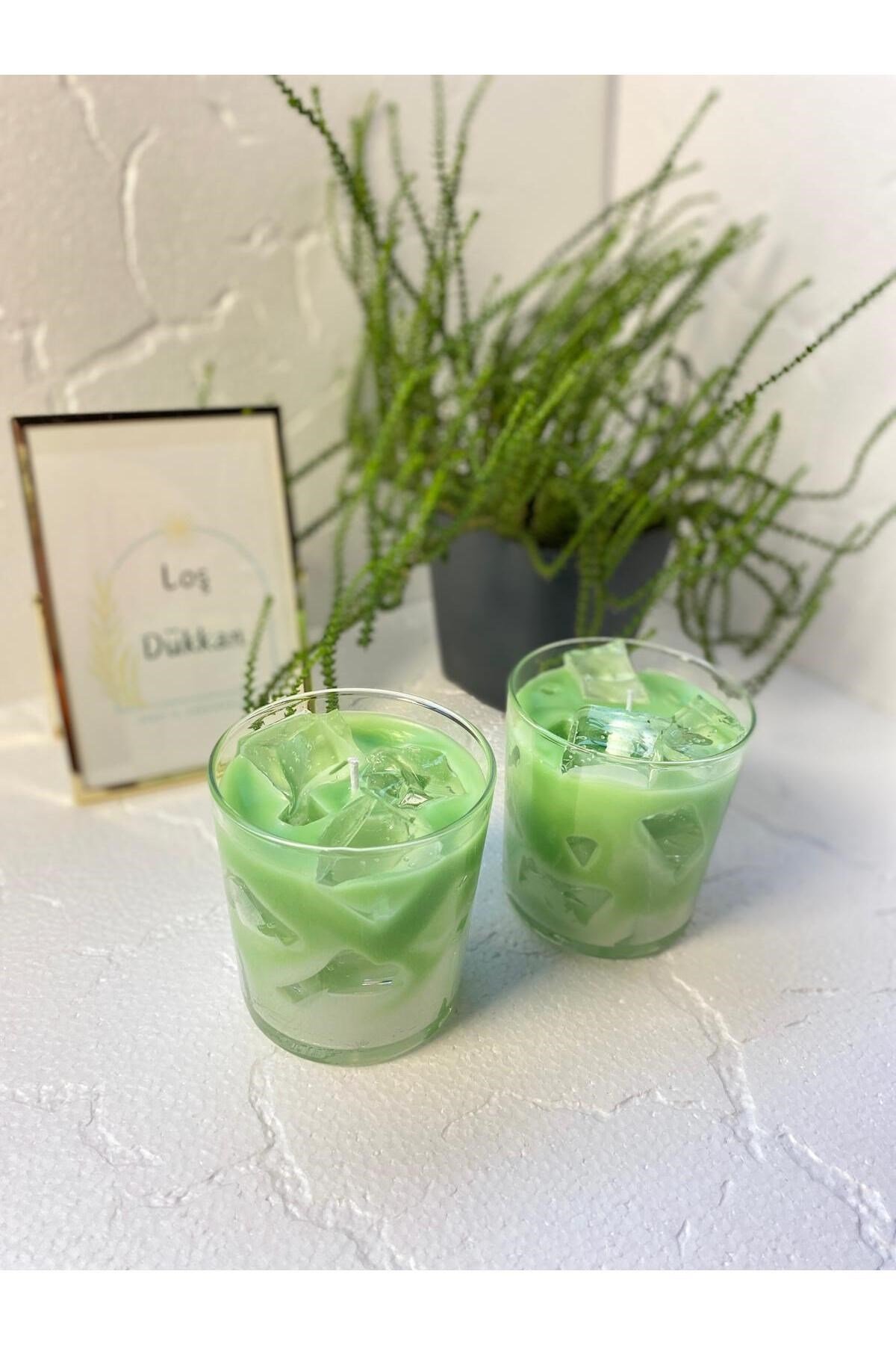 Buzlu Mum Matcha Latte Mum Kokulu Bardak Mum