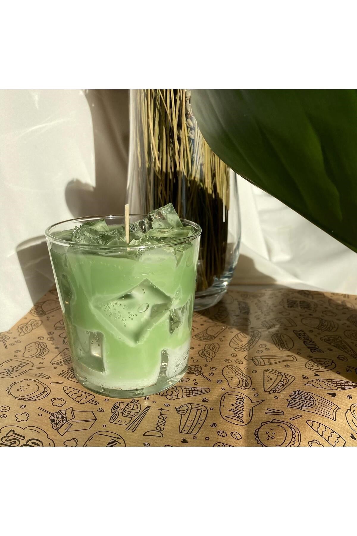 Buzlu Mum Matcha Latte Mum Kokulu Bardak Mum