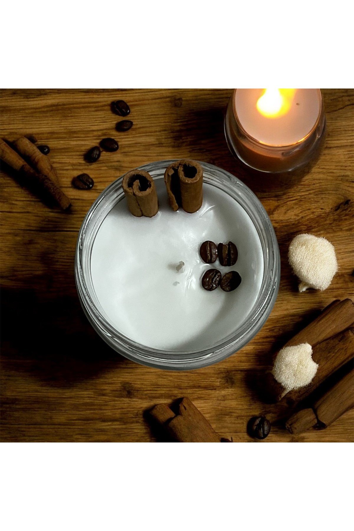 Cam Kavanoz Kahve Kokulu Soya Wax Dekoratif Mum
