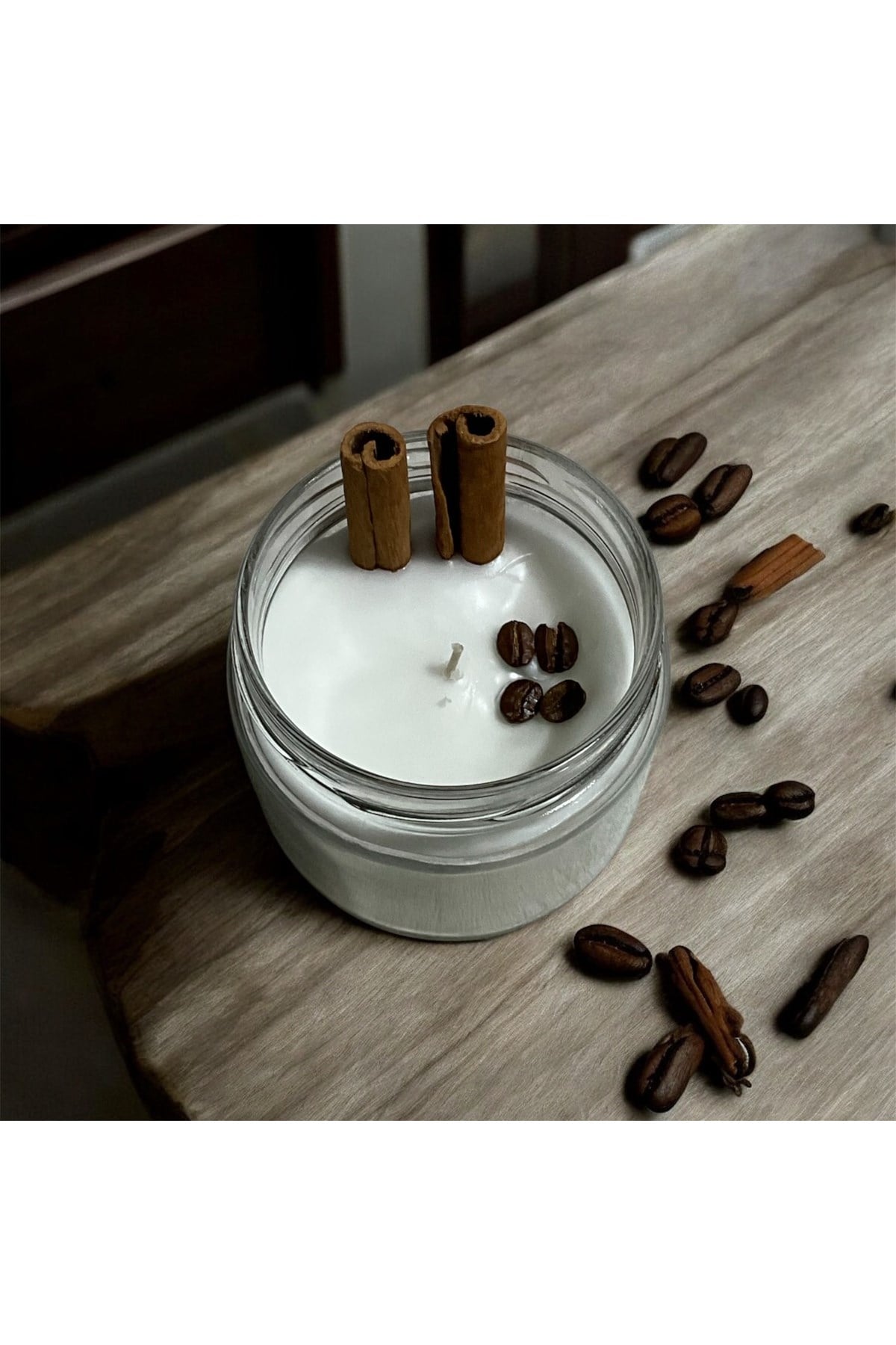 Cam Kavanoz Kahve Kokulu Soya Wax Dekoratif Mum