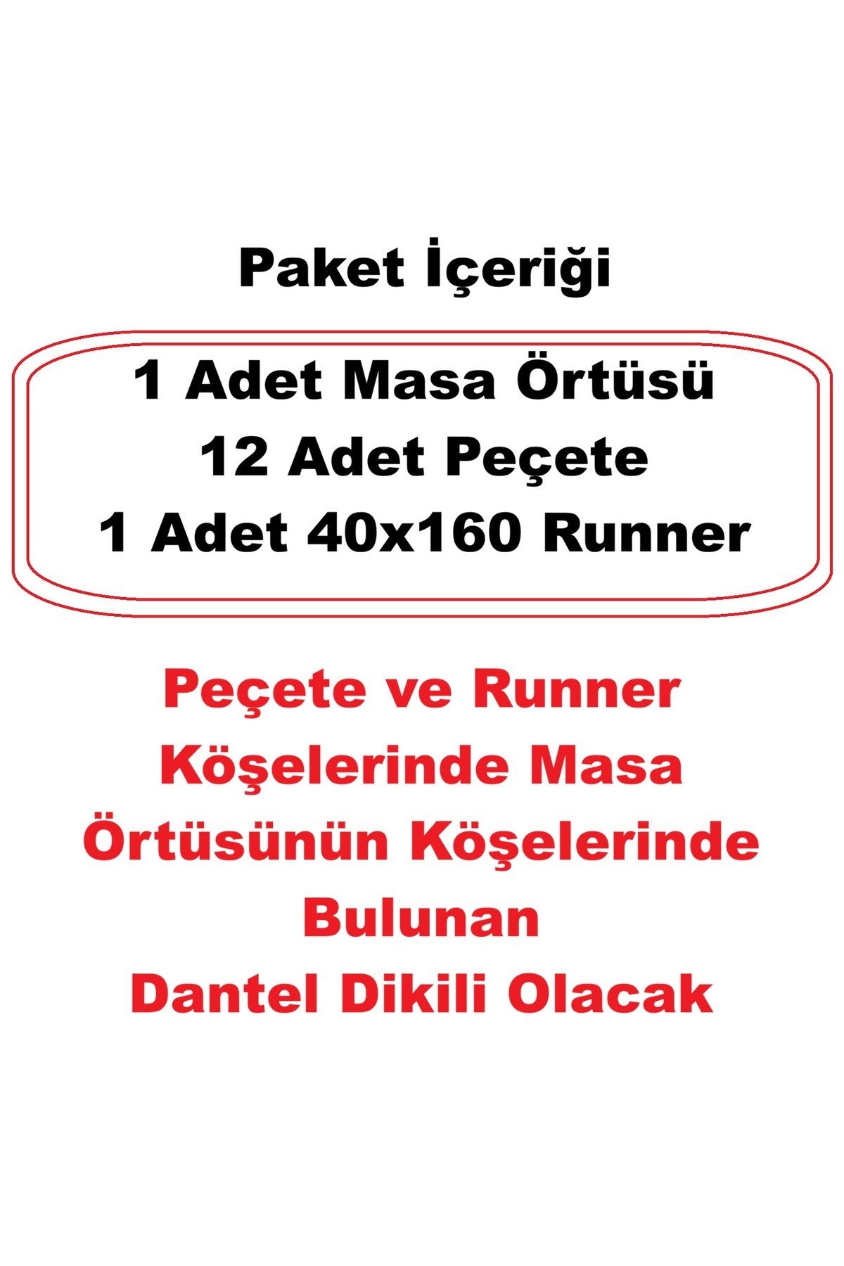 Çeyizlik Lotus Dantel Detaylı Masa Örtüsü Takımı – Runner + 12 Peçete | Özel Kutusunda | Kırık Beyaz
