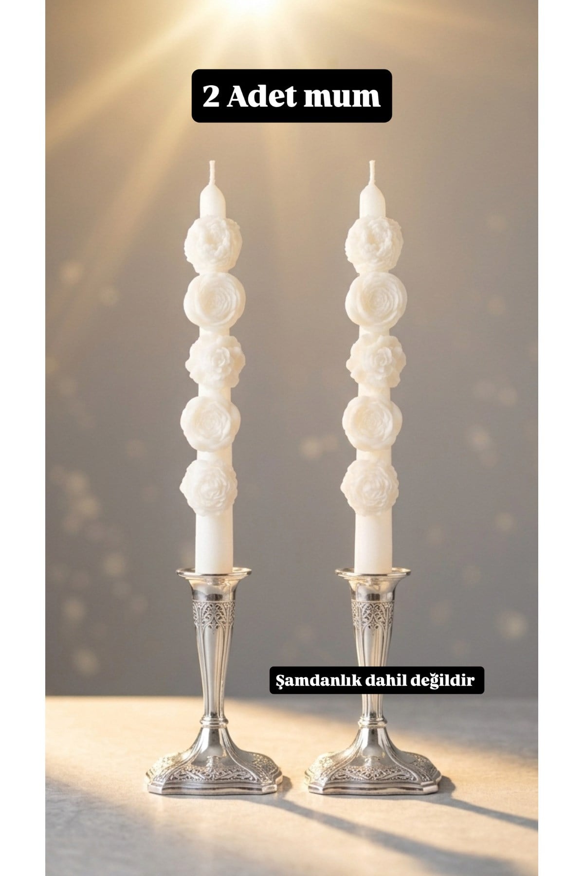 Çiçek Modelli Şamdan Mumu 2 Adet