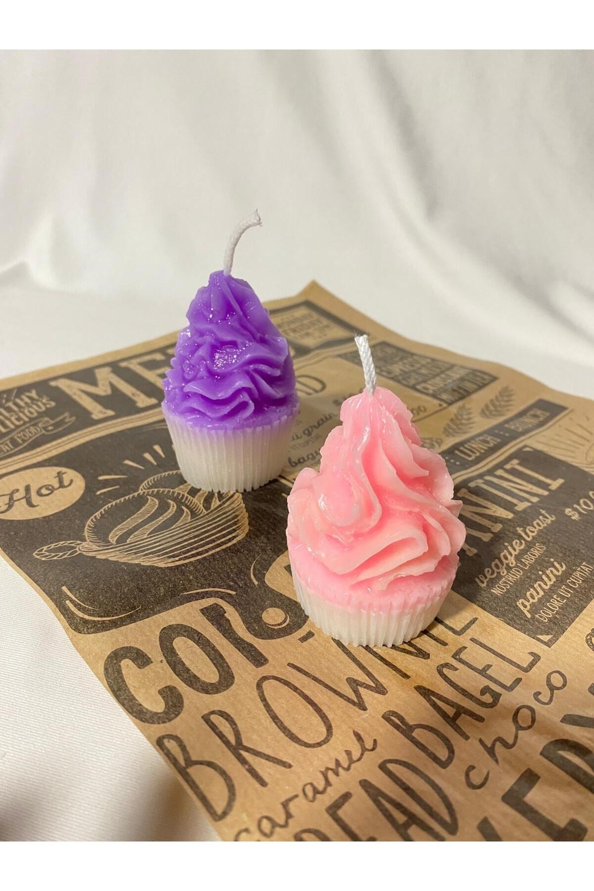 Cupcake Tasarım Kek Mum 2 Adet