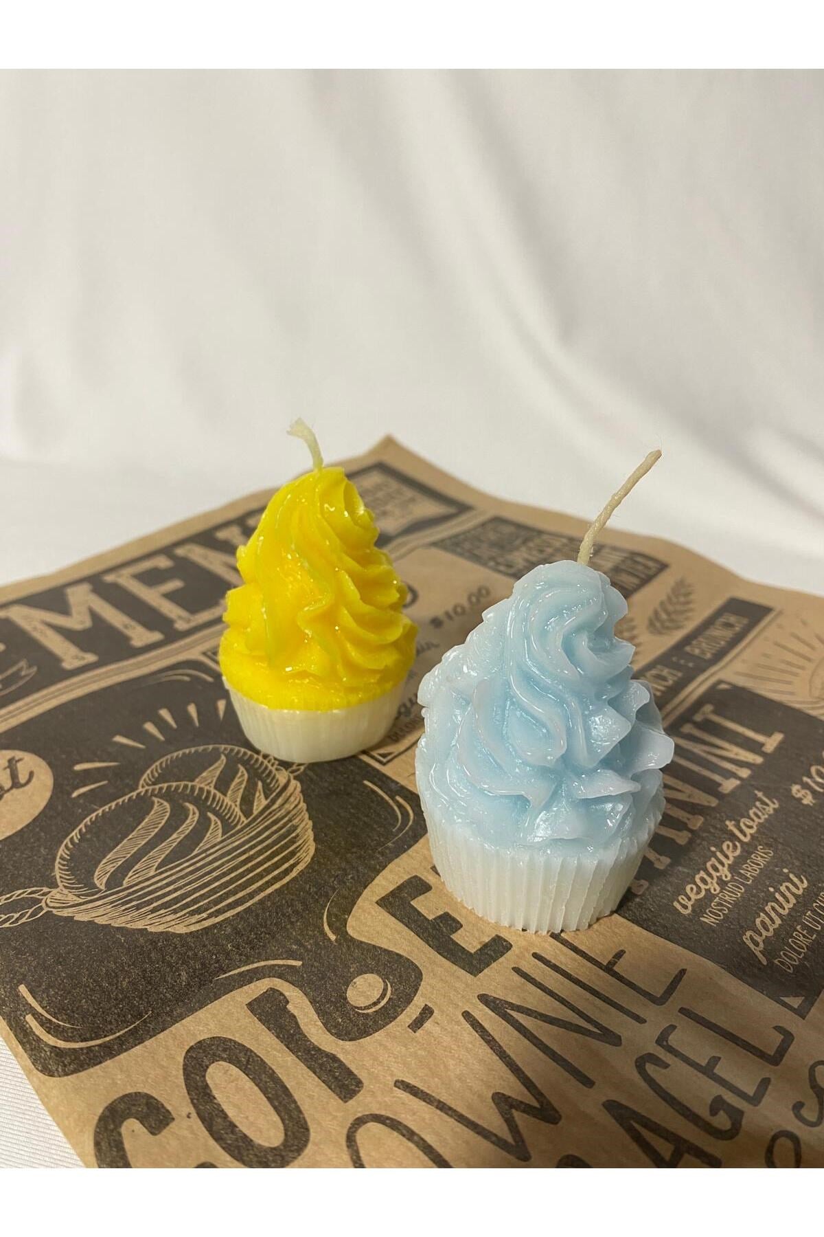 Cupcake Tasarım Kek Mum 2 Adet