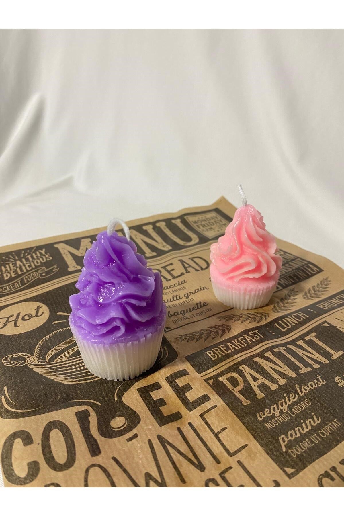 Cupcake Tasarım Kek Mum 2 Adet