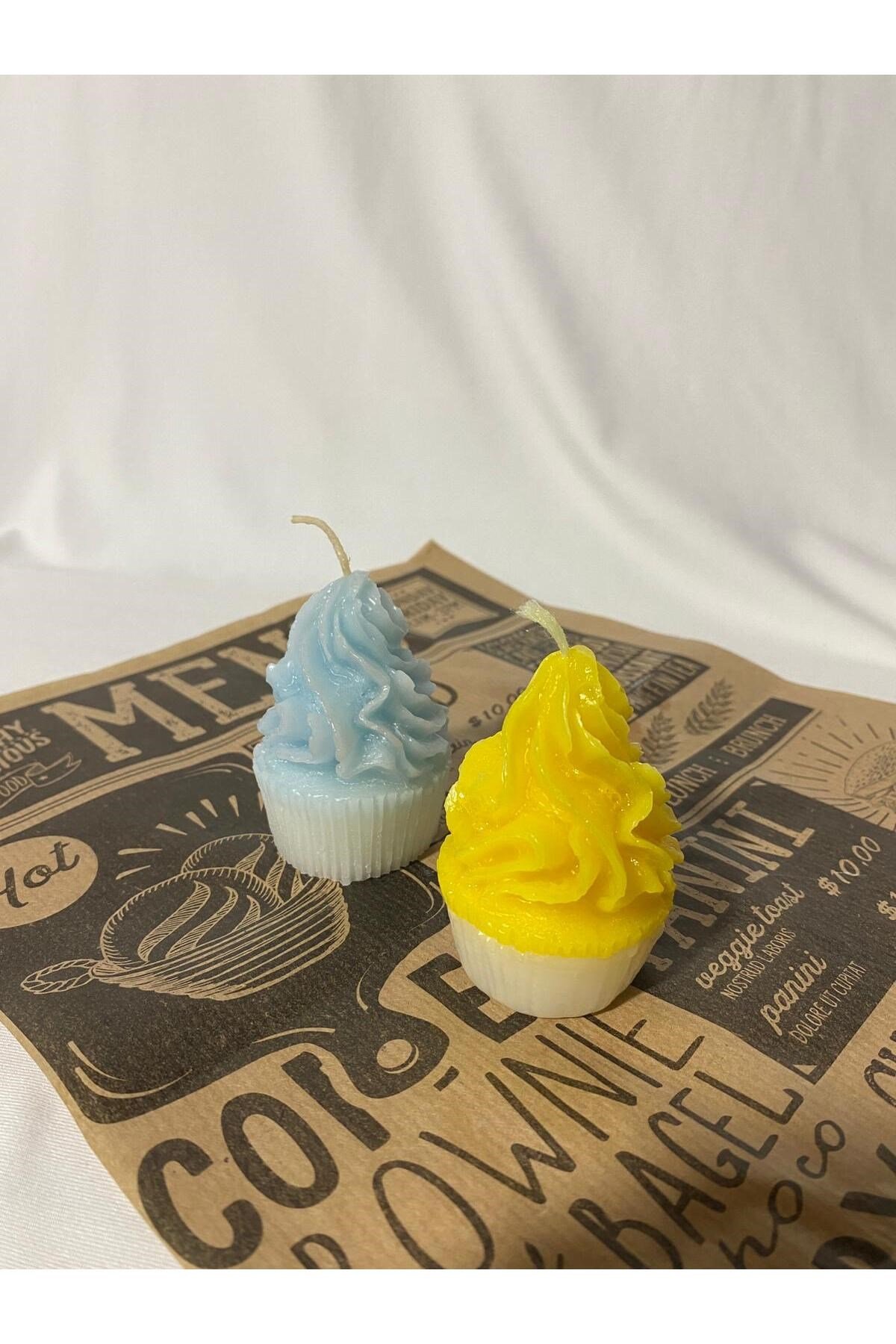 Cupcake Tasarım Kek Mum 2 Adet