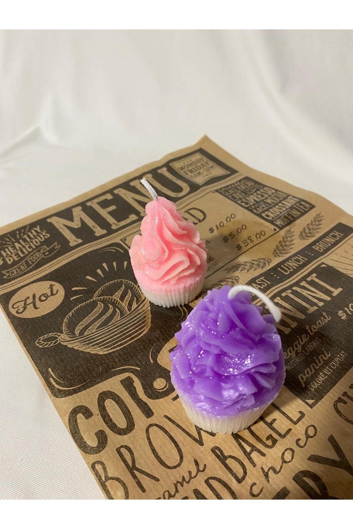 Cupcake Tasarım Kek Mum 2 Adet
