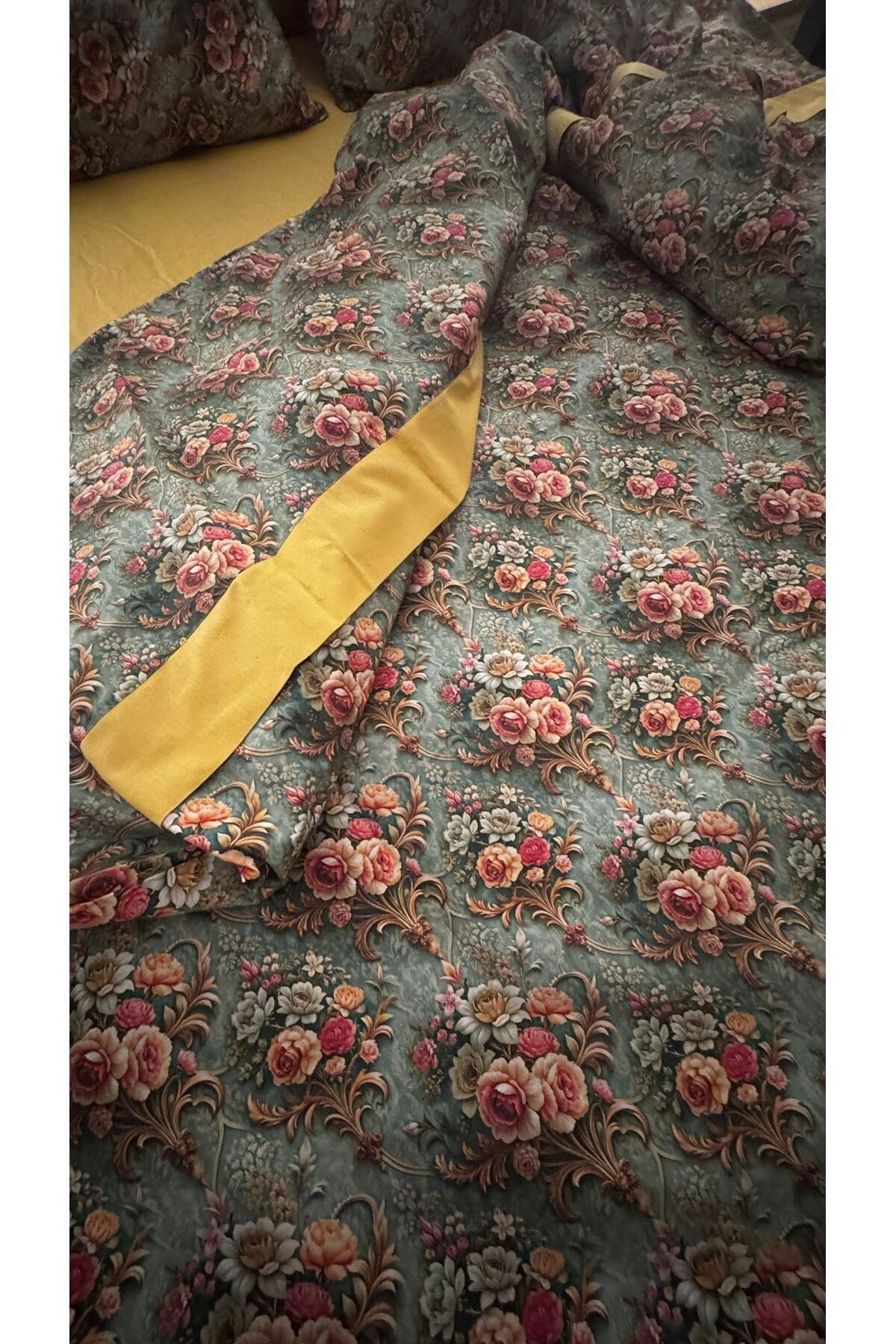 Damask Desenli %100 Pamuklu Çift Kişilik Nevresim Takımı 6 Parça - Kutulu