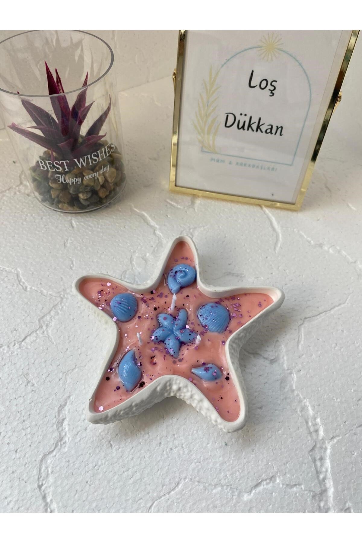 Deniz Yıldızı Dekoratif Tabaklı Kokulu ve Işıltılı Konsept Mum