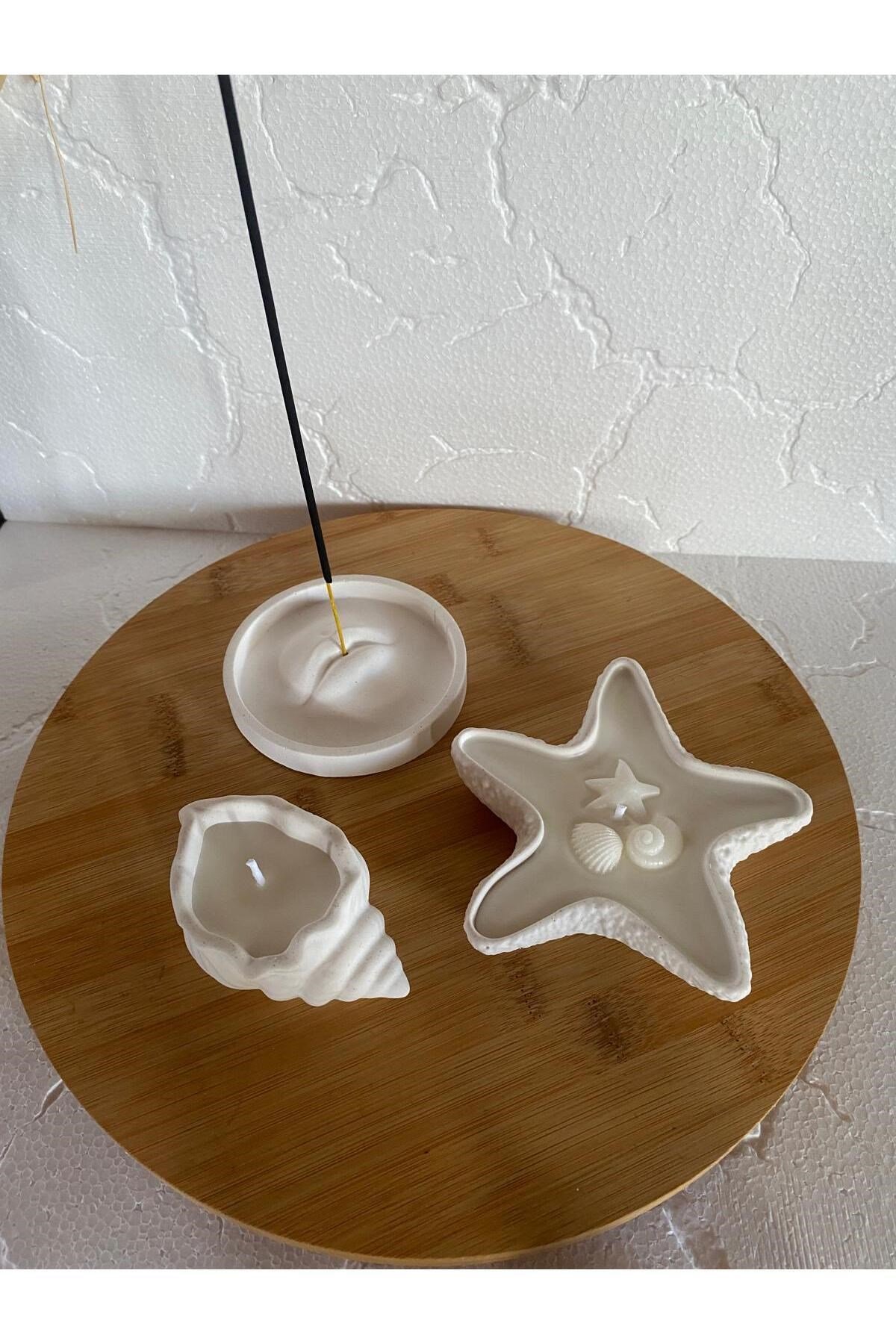 Deniz Yıldızı - Deniz Kabuğu Mum ve Dudak Tütsülüğü Seti Soya Wax Mum