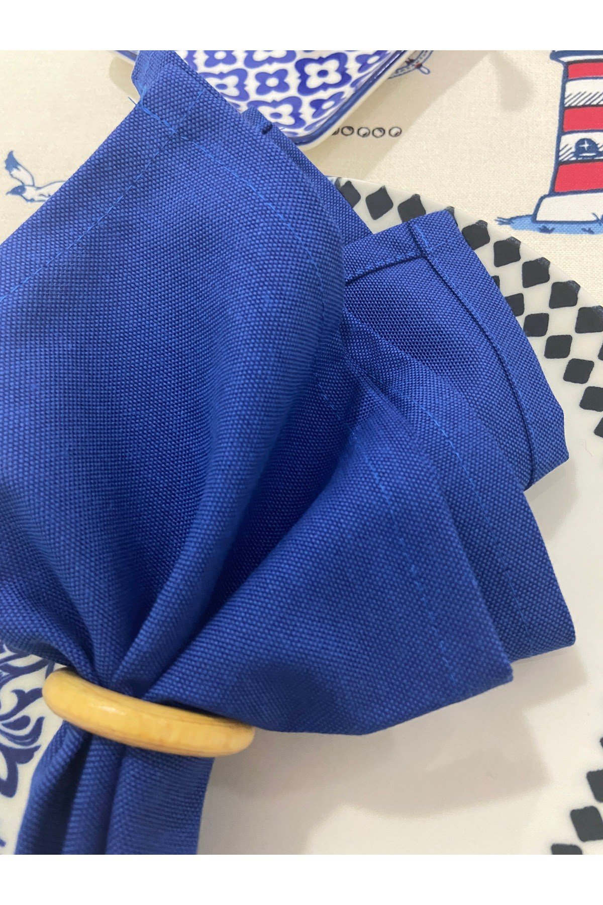 Dertsiz Kumaş Servis Peçetesi 6'lı Set Koyu Saks Mavi