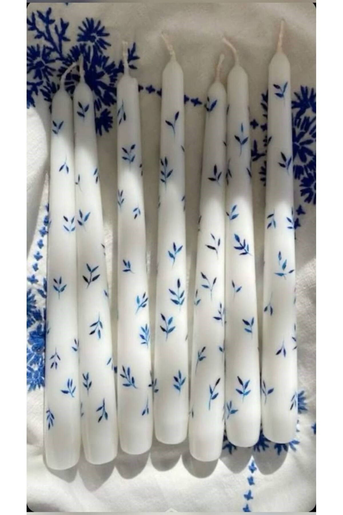Desenli Kokulu Şamdan Mum Takımı, Lacivert, 2'li Set
