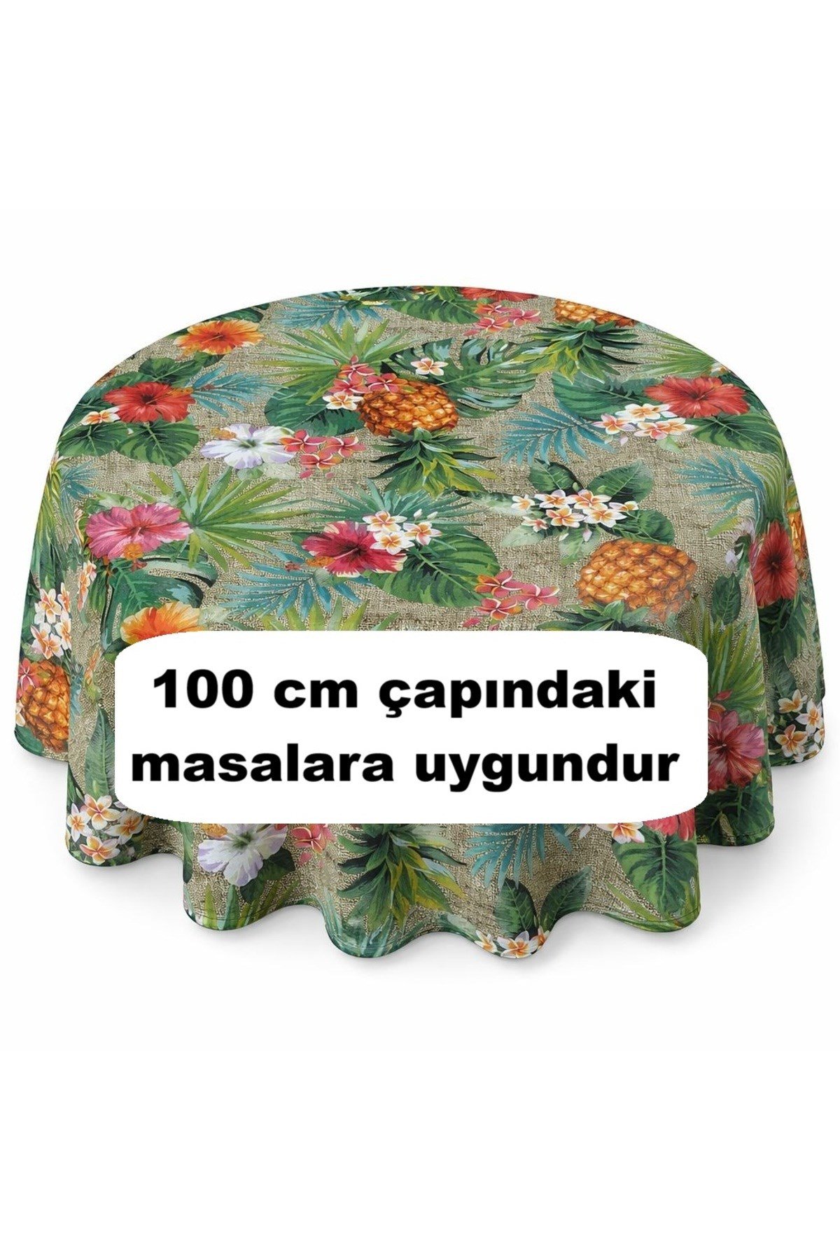 Dijital Baskı Desenli Dertsiz Yuvarlak Masa Örtüsü 150Cm