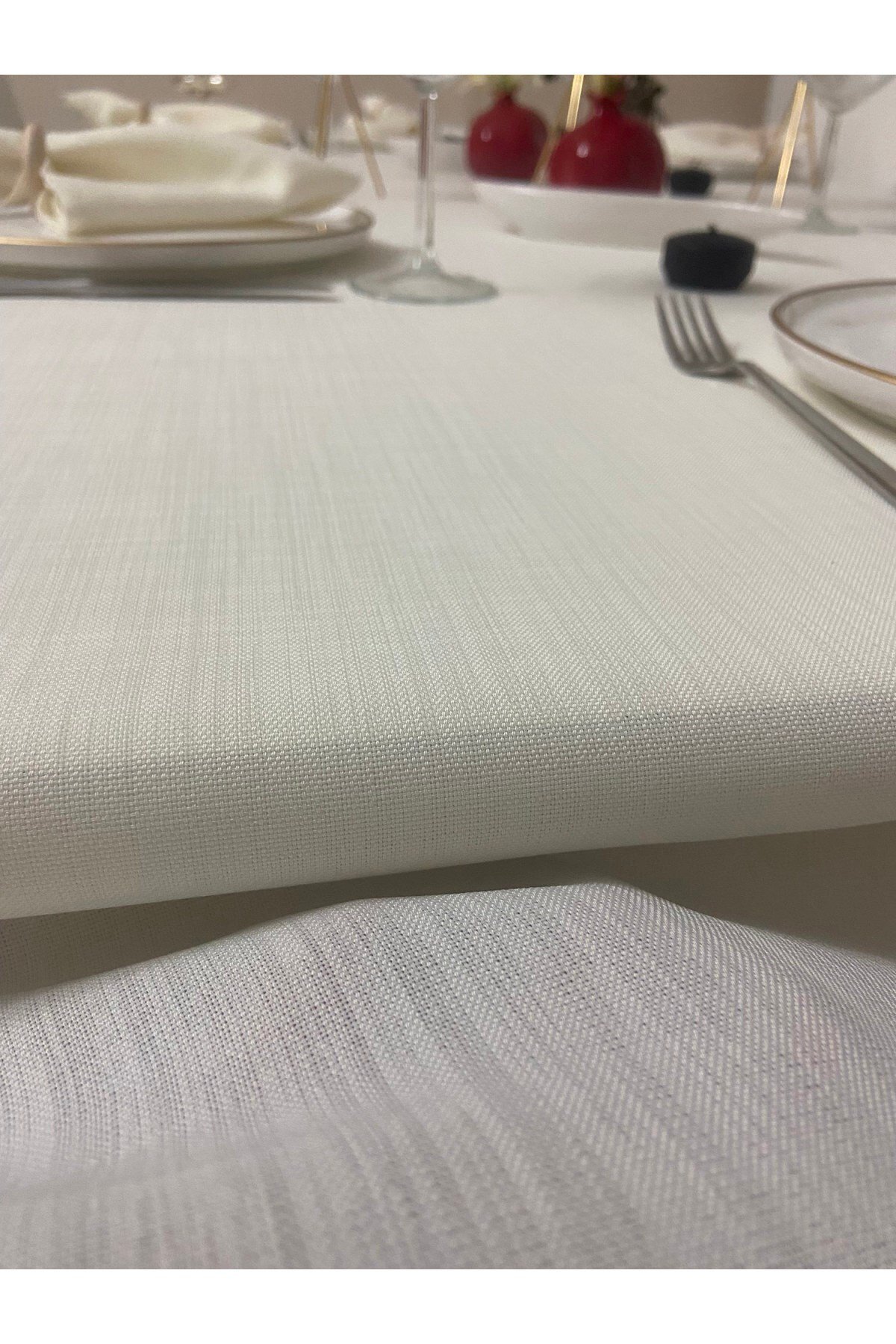 Elite Masa Örtüsü + Runner Takım | Lekeye Dayanıklı Krem
