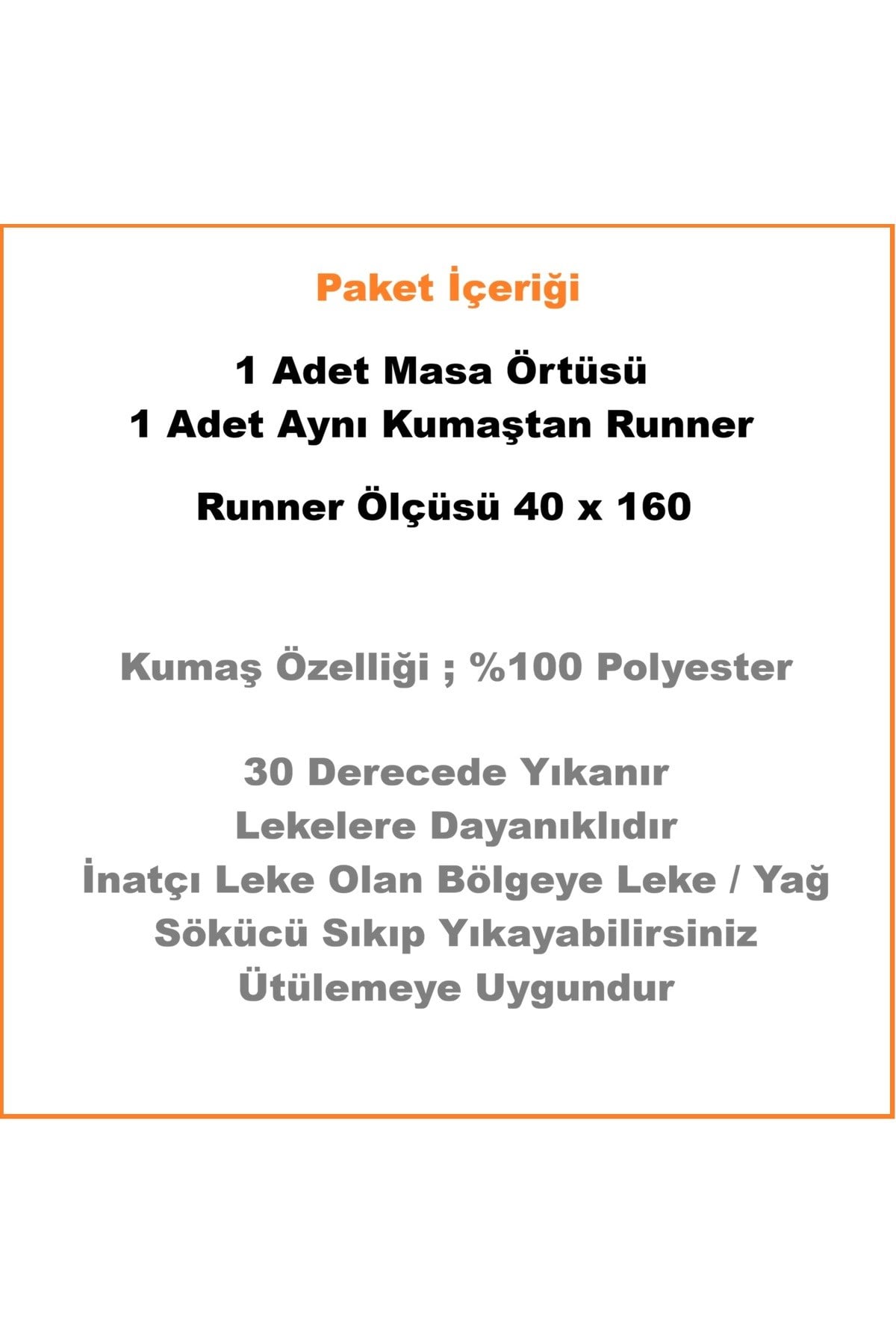 Elite Masa Örtüsü + Runner Takım | Lekeye Dayanıklı Bosna Etamin