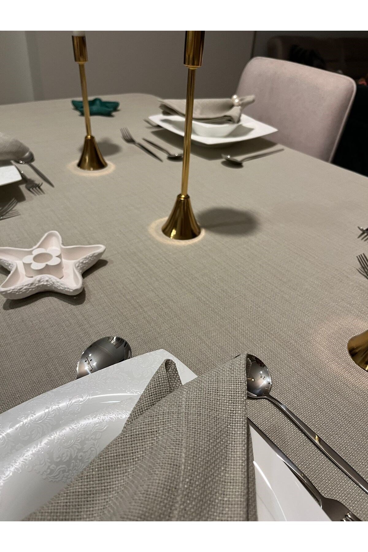 Elite Masa Örtüsü + Runner Takım | Lekeye Dayanıklı Taş