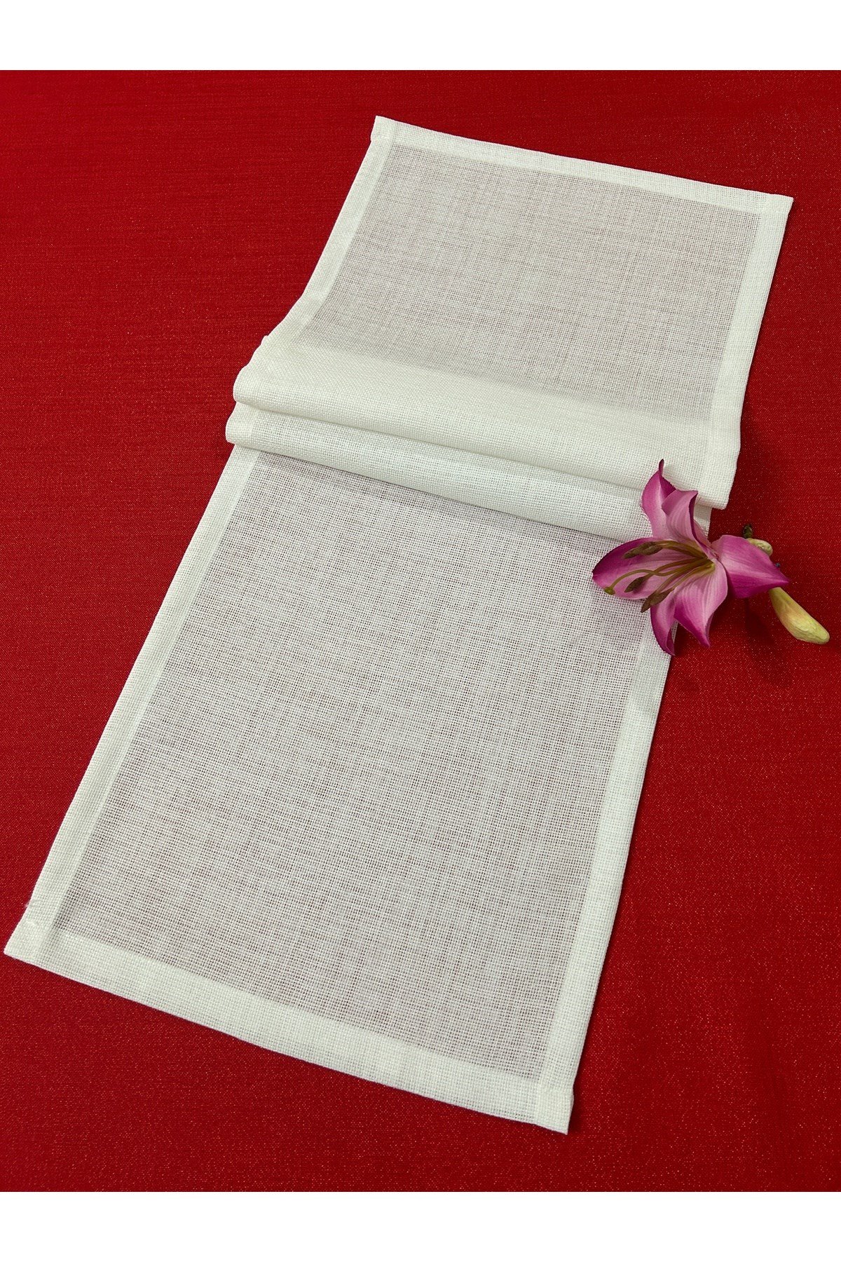 Etamin İşleme ve Nakışa Uygun Kırık Beyaz Runner 30x90cm