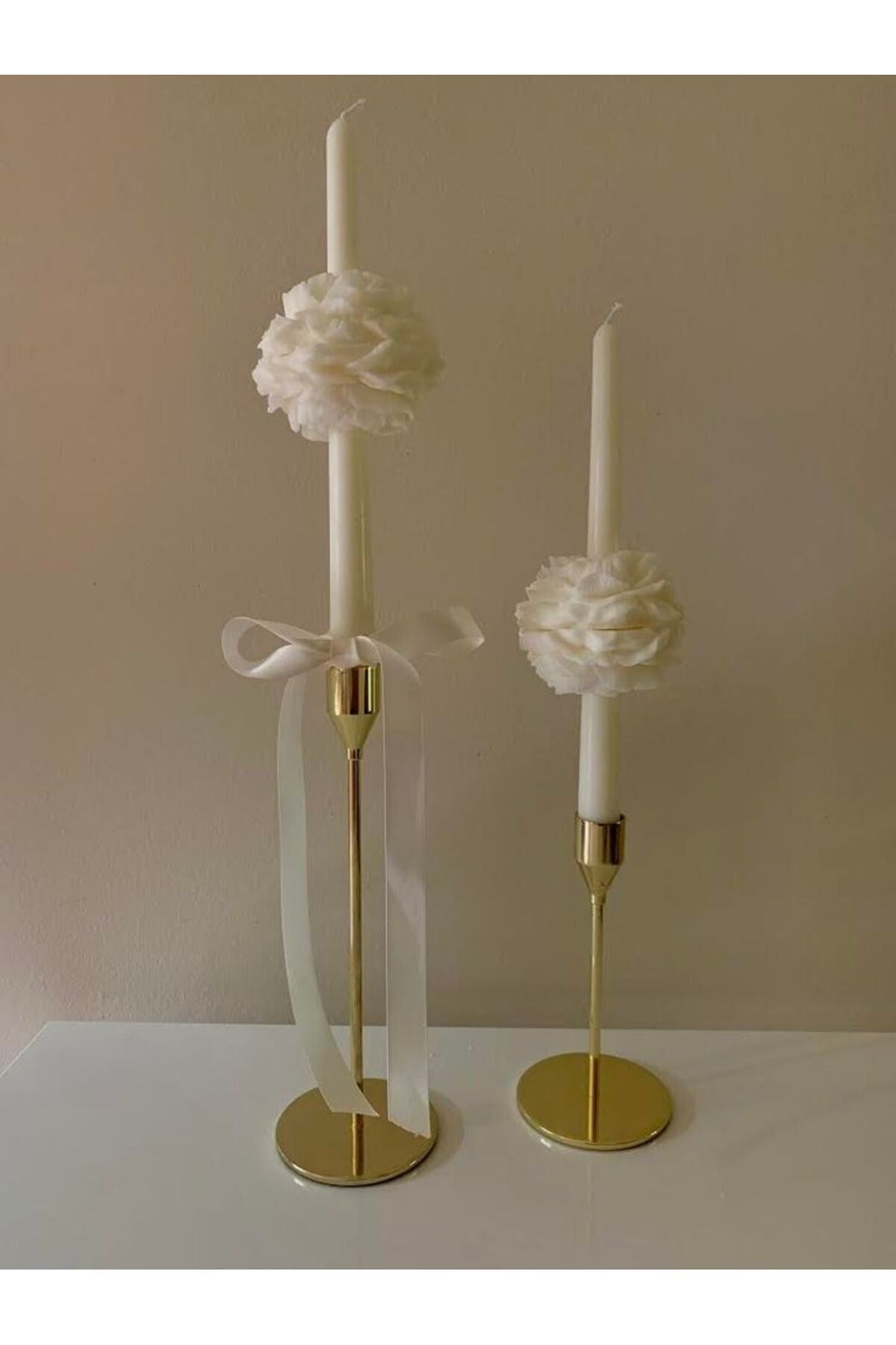 Gül Motifli Şamdan Mum 1 Adet