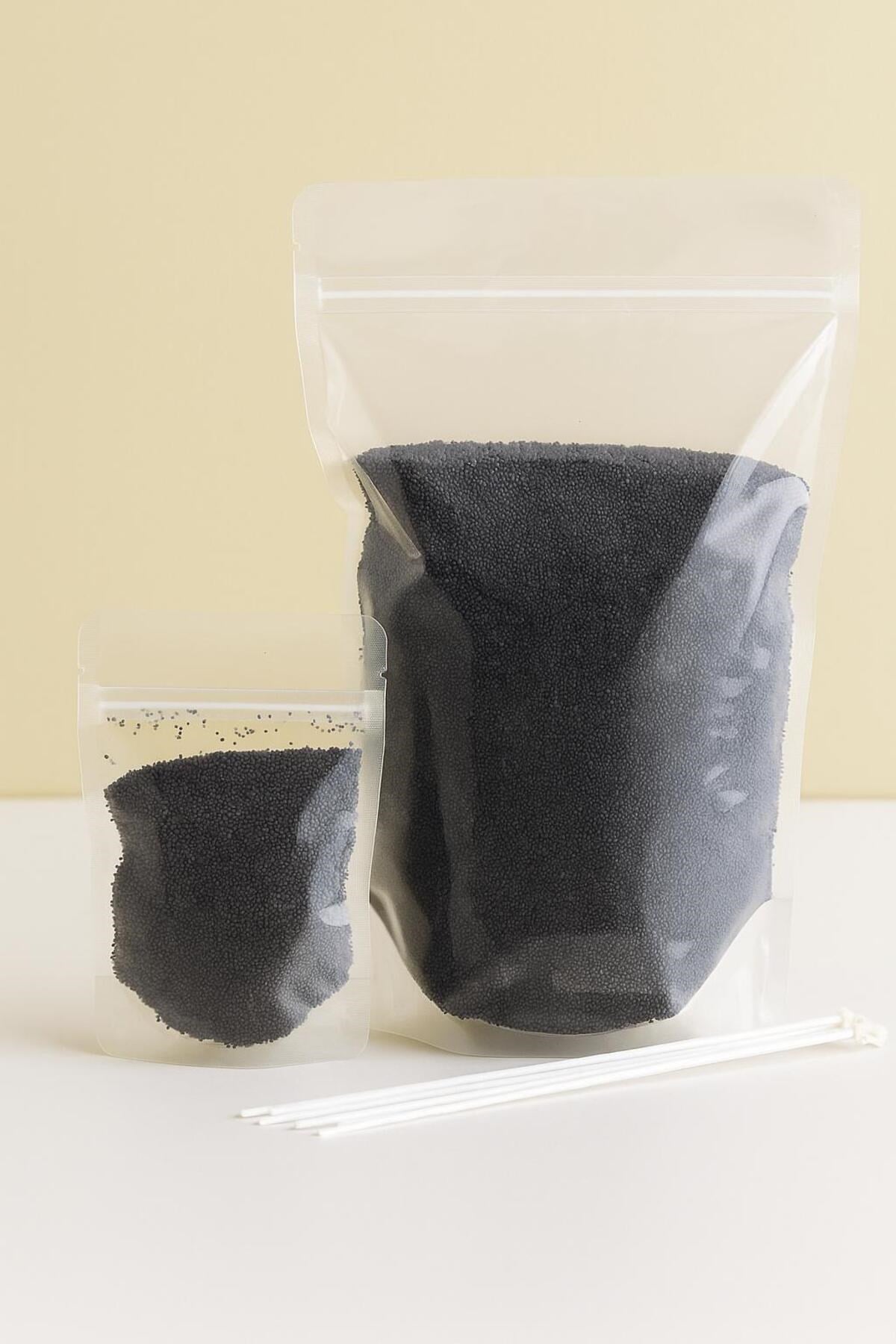Incı Tozu Antrasit Renk Gül Kokulu Mum Sonsuzluk Tozu Mum Doğal Mum 100 Gram - 10 Adet Fitil Ile
