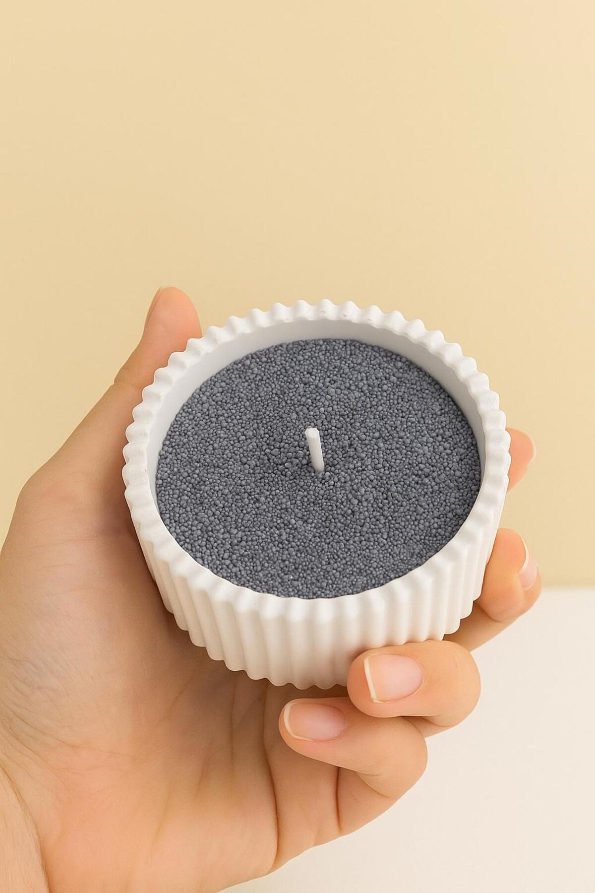 Incı Tozu Antrasit Renk Gül Kokulu Mum Sonsuzluk Tozu Mum Doğal Mum 100 Gram - 10 Adet Fitil Ile