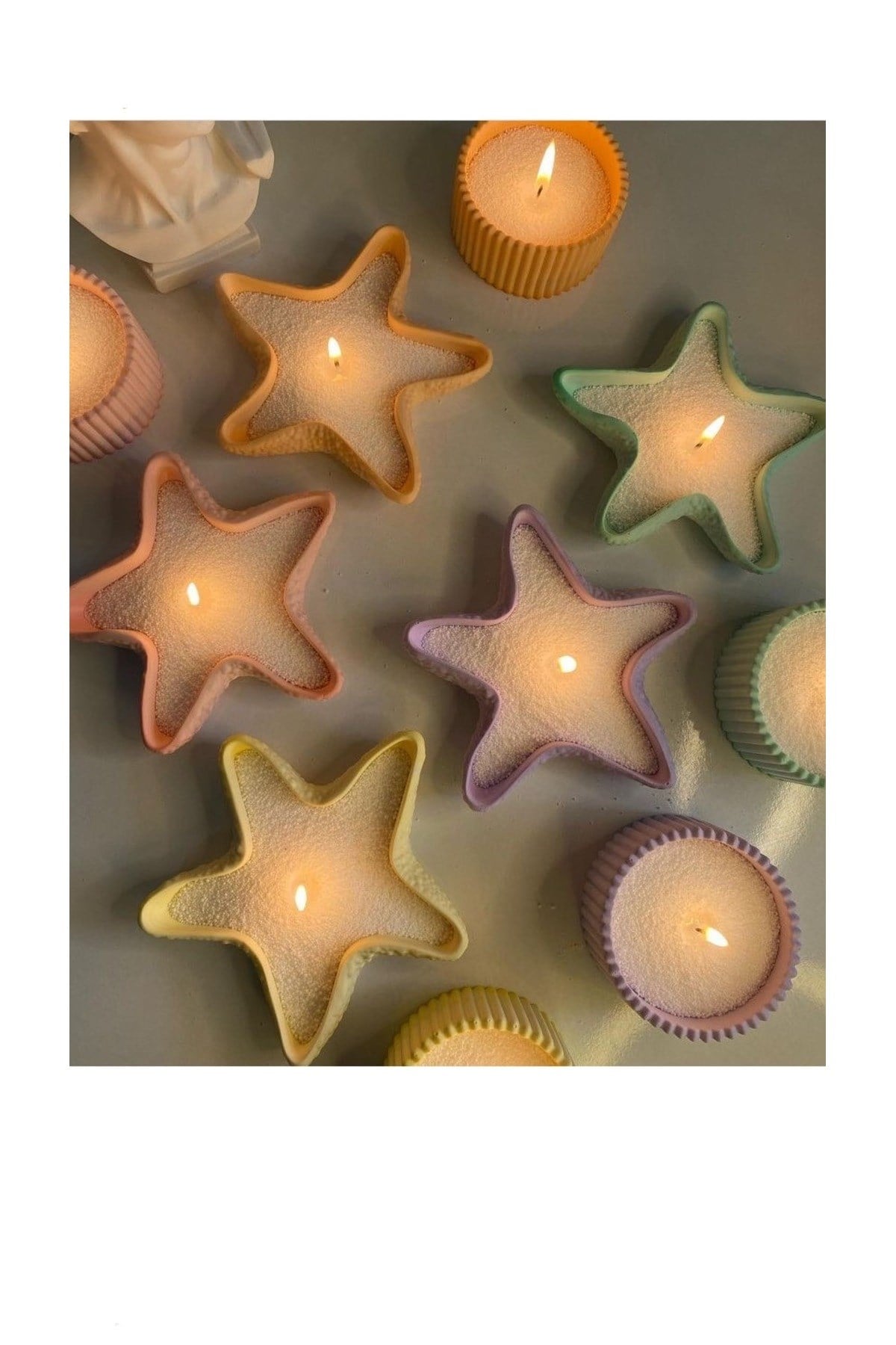Incı Tozu Beyaz Mum Sonsuzluk Tozu Mum Doğal Mum 100 Gram - 10 Adet Fitil Ile Pearl Powder Candle