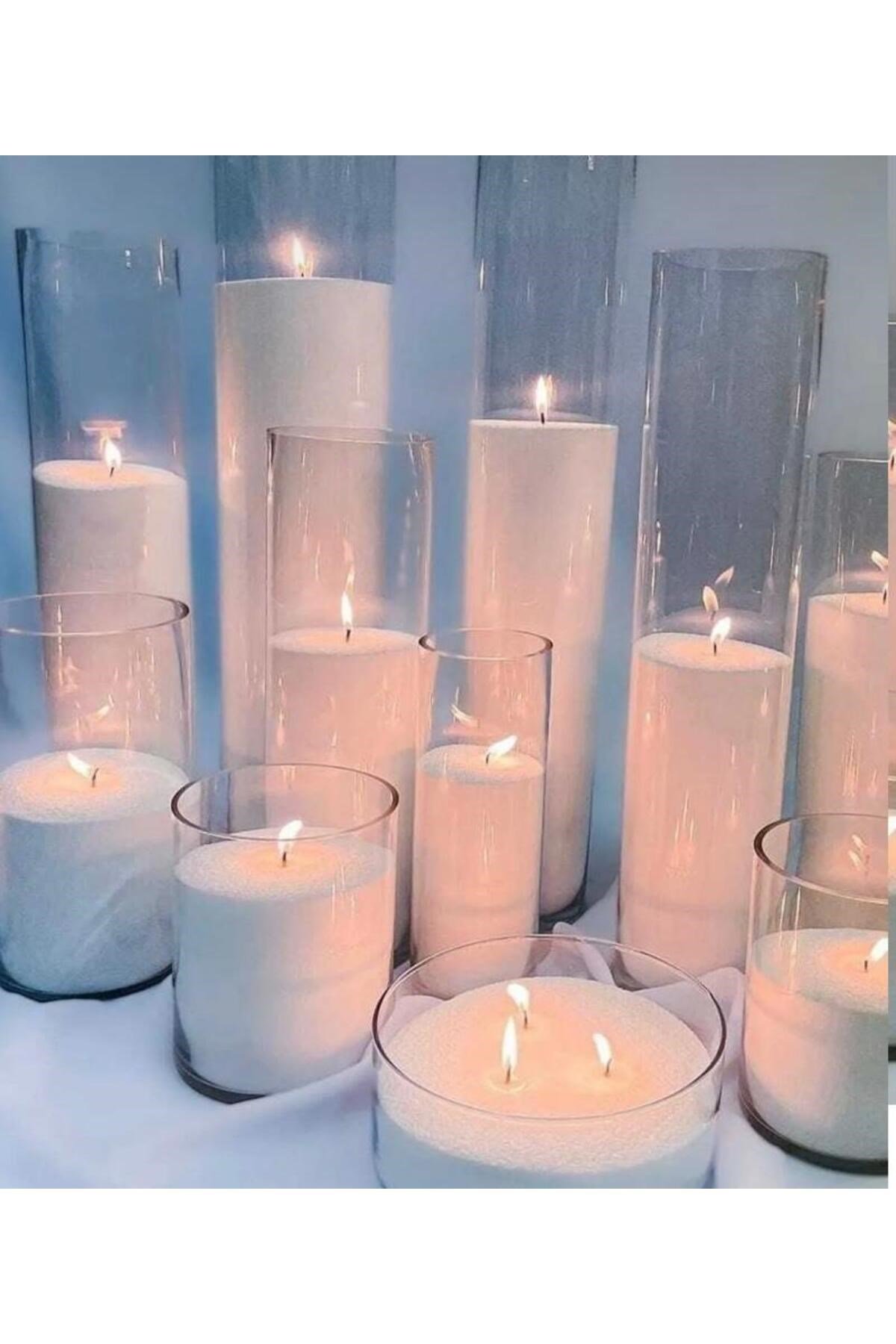 Incı Tozu Mum Beyaz 250 gram Sonsuzluk Tozu Mum Doğal Mum 20 Adet Fitil ile Candle