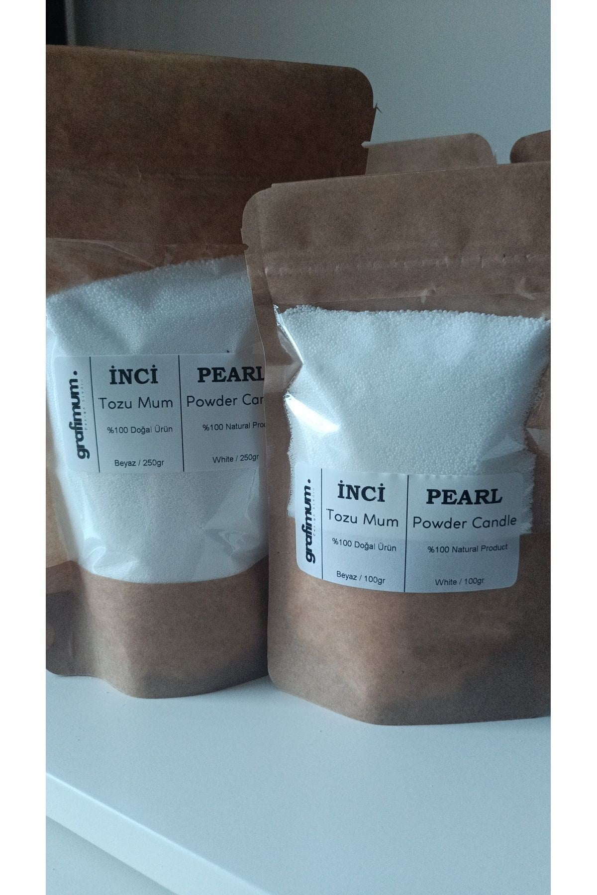 Incı Tozu Mum Beyaz 250 gram Sonsuzluk Tozu Mum Doğal Mum 20 Adet Fitil Ile Pearl Powder Candle