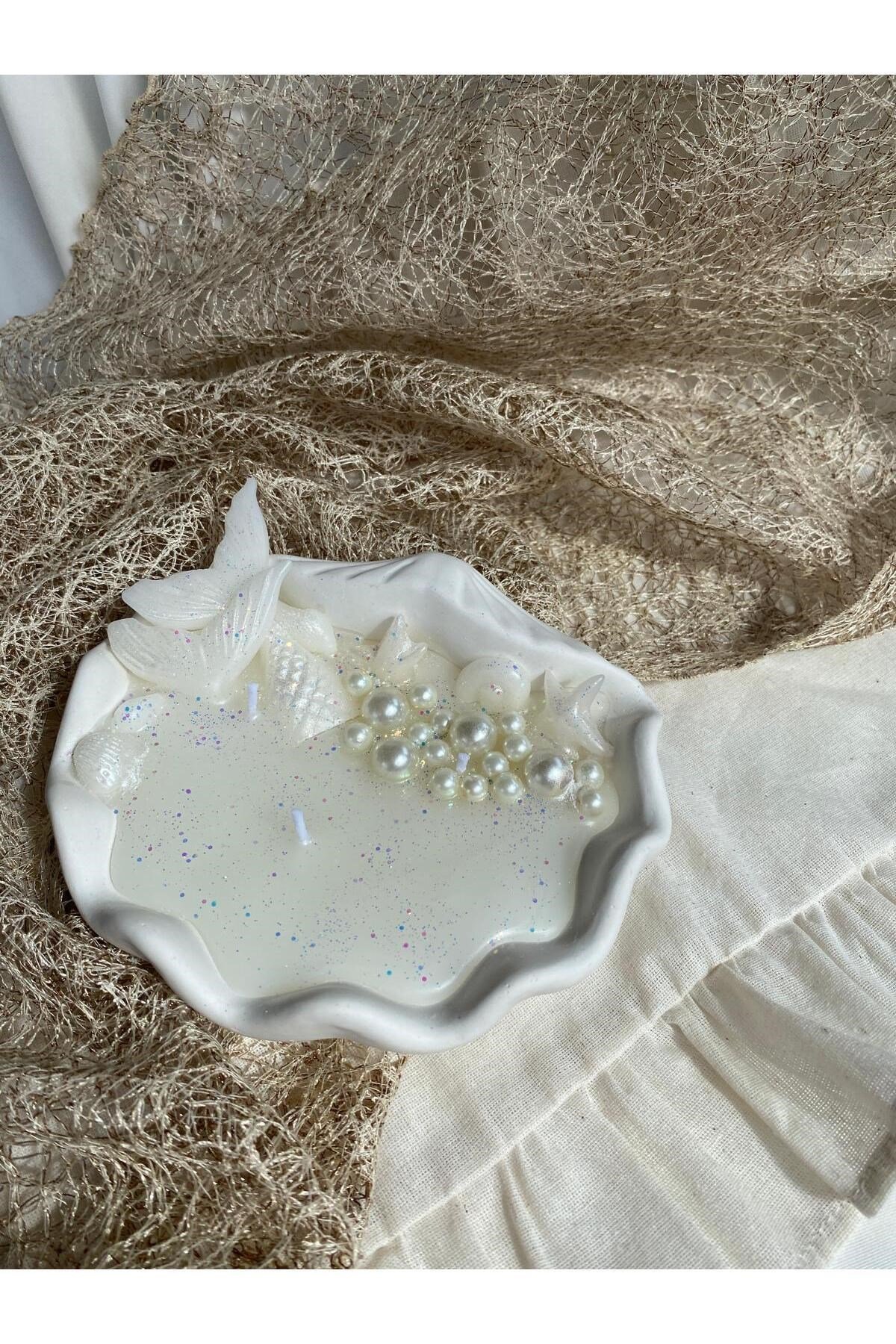 İstiridye Deniz Kabuğu İncili Tasarım Mum Soya Wax Mum
