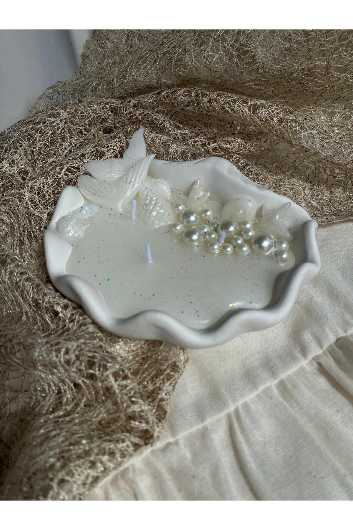 İstiridye Deniz Kabuğu İncili Tasarım Mum Soya Wax Mum