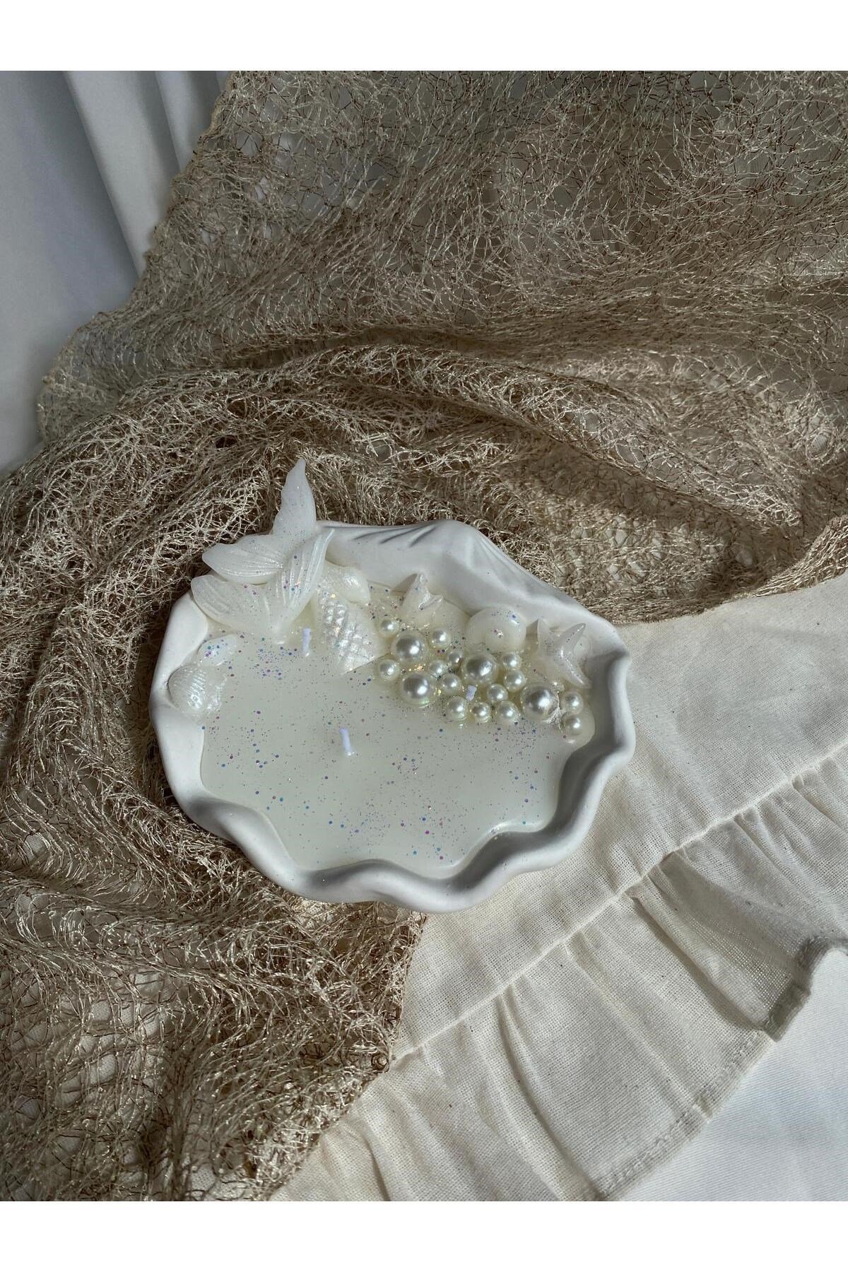İstiridye Deniz Kabuğu İncili Tasarım Mum Soya Wax Mum