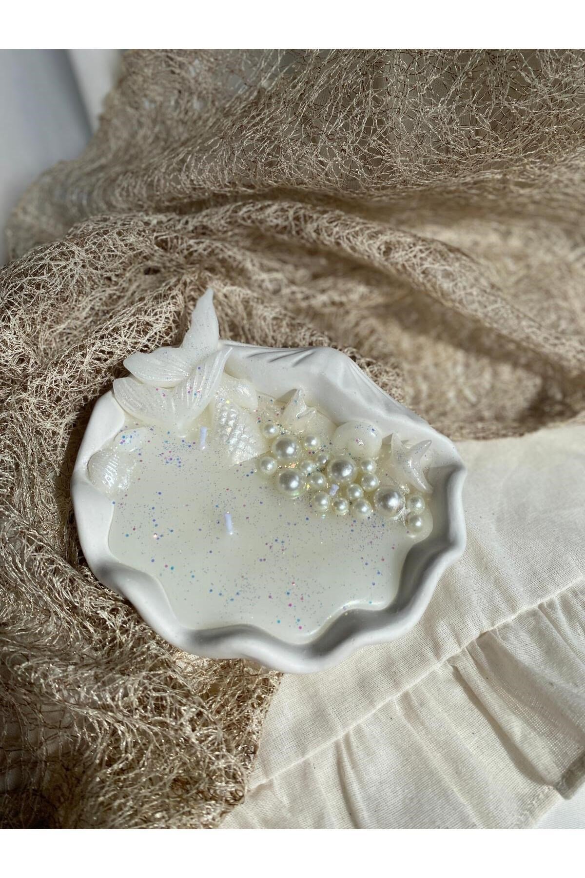 İstiridye Deniz Kabuğu İncili Tasarım Mum Soya Wax Mum