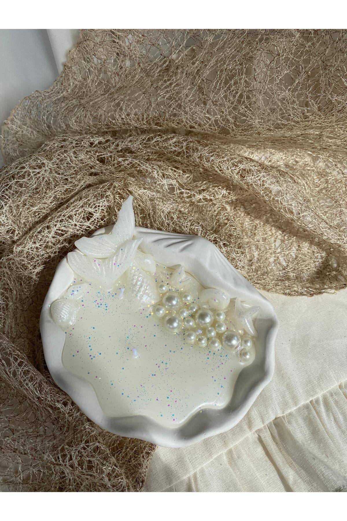 İstiridye Deniz Kabuğu İncili Tasarım Mum Soya Wax Mum