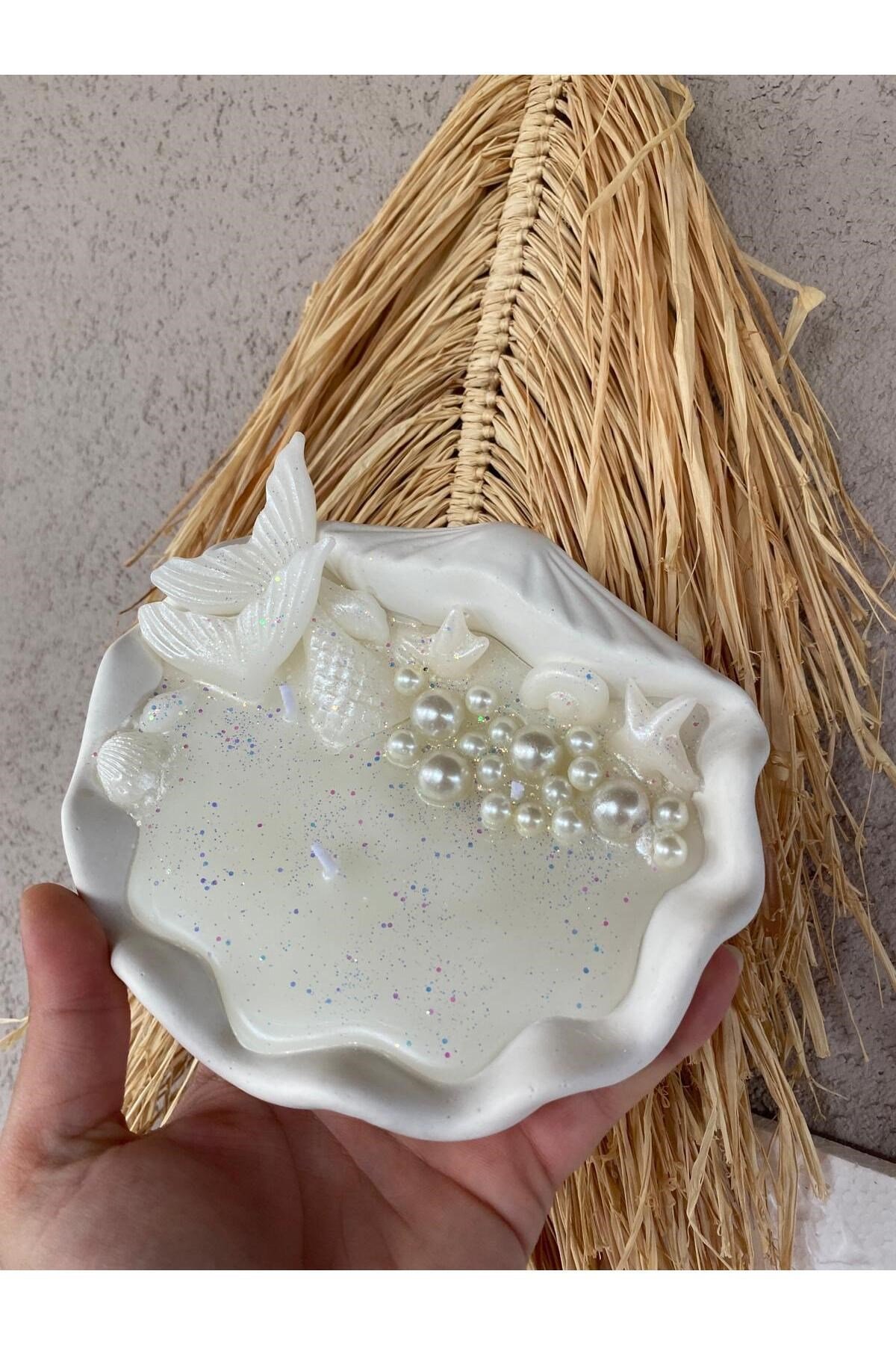 İstiridye Deniz Kabuğu İncili Tasarım Mum Soya Wax Mum