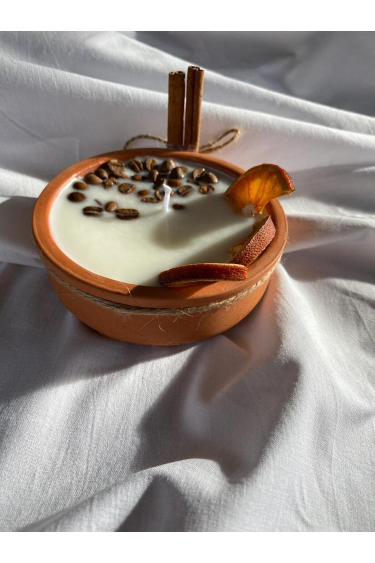 Kahve,Portakal ve Tarçınlı %100 Doğal ve Vegan Ritüel Kokulu SoyaWax Mum