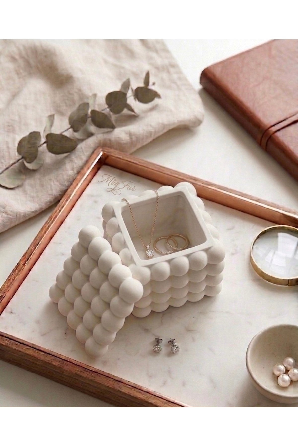 Kapaklı Dekoratif Bubble Organizer Tabak/kutu